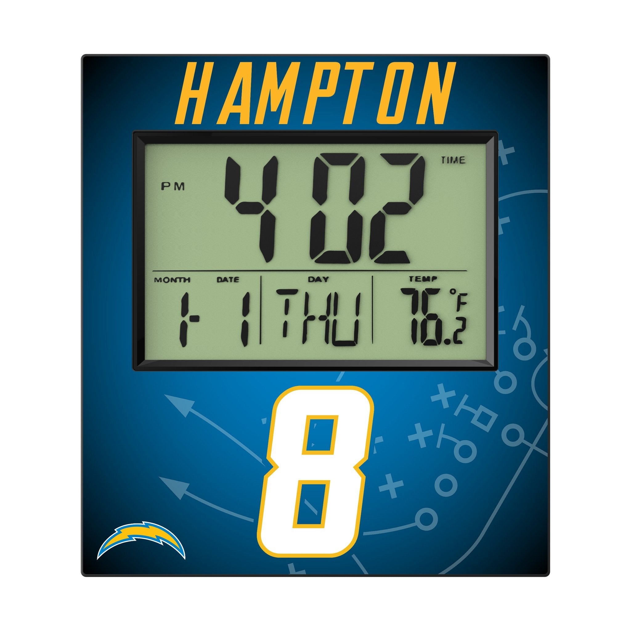 Omarion Hampton Los Angeles Chargers 8 Game Tactic Wall Clock - Sports Gifts, Sports Memorabilia, Sports Collectibles, Fan Shop