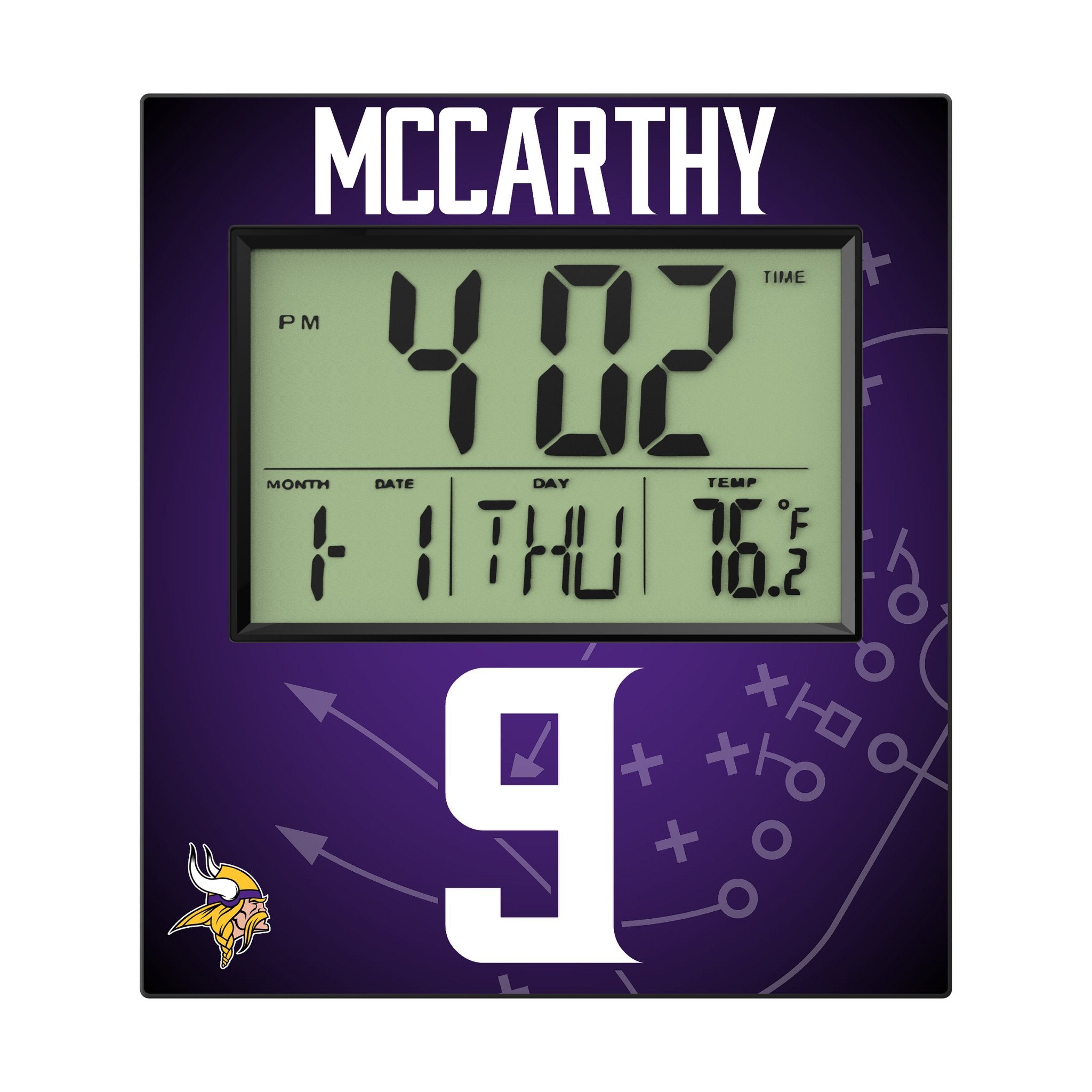 J.J. McCarthy Minnesota Vikings 9 Game Tactic Wall Clock - Sports Gifts, Sports Memorabilia, Sports Collectibles, Fan Shop