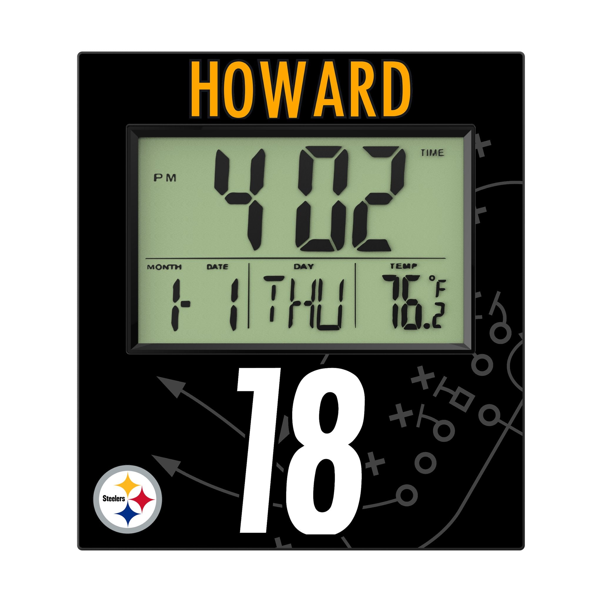 Will Howard Pittsburgh Steelers 18 Game Tactic Wall Clock - Sports Gifts, Sports Memorabilia, Sports Collectibles, Fan Shop