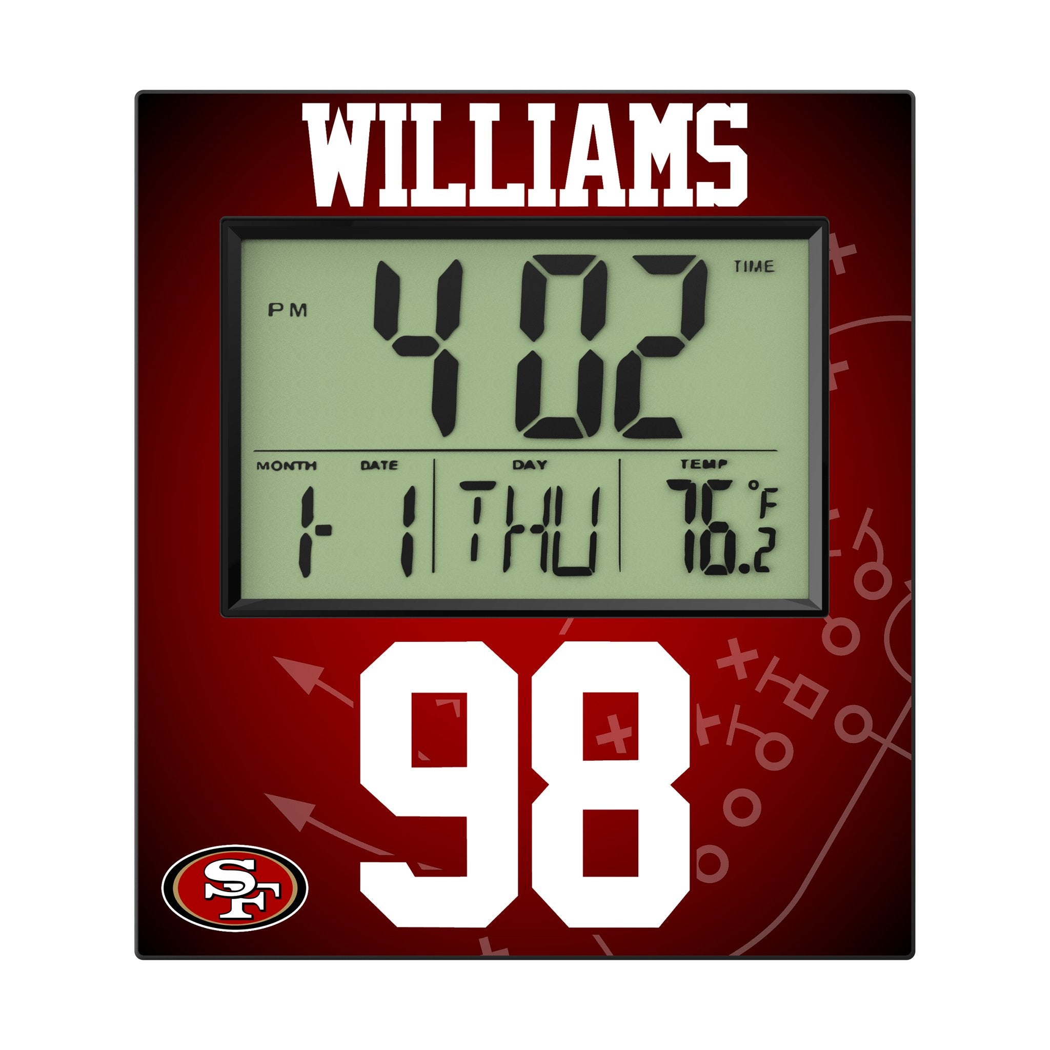 Mykel Williams San Francisco 49ers 98 Game Tactic Wall Clock - Sports Gifts, Sports Memorabilia, Sports Collectibles, Fan Shop