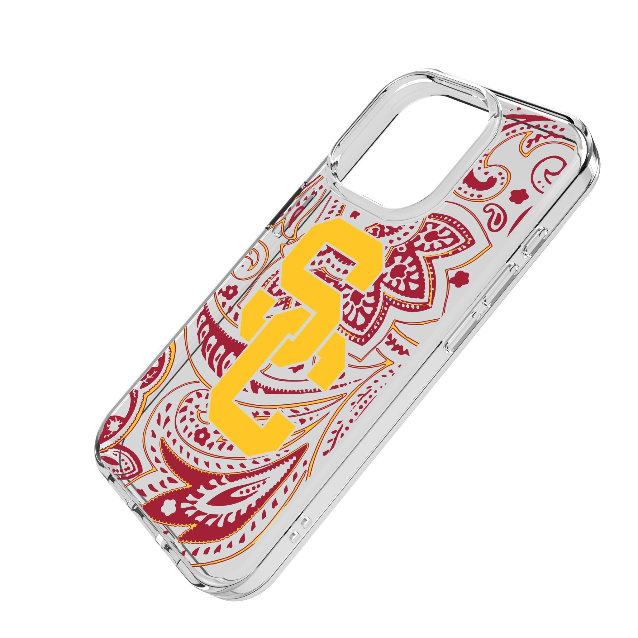 University of Southern California Trojans Paisley Clear Phone Case for Apple iPhone - Sports Gifts, Sports Memorabilia, Sports Collectibles, Fan Shop