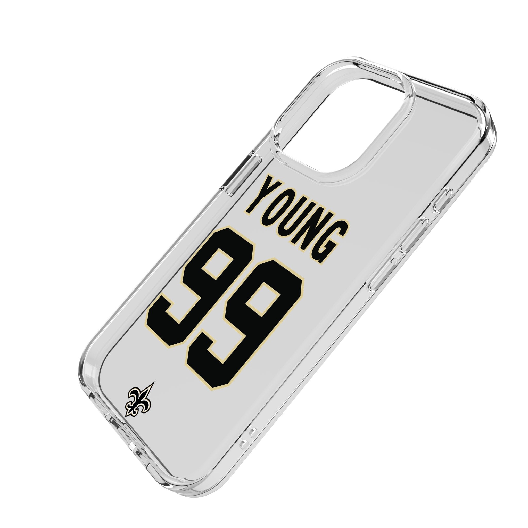 Chase Young New Orleans Saints 99 Game Tactic Clear Phone Case for Apple iPhone - Sports Gifts, Sports Memorabilia, Sports Collectibles, Fan Shop