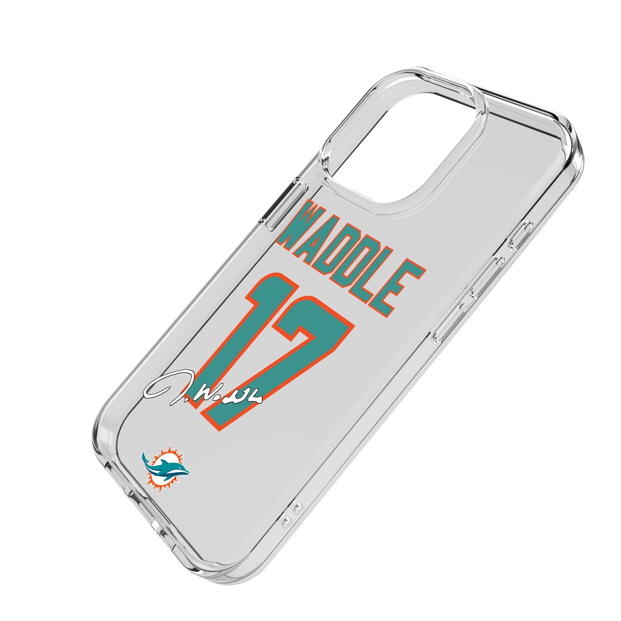 Jaylen Waddle Miami Dolphins 17 Game Tactic Clear Phone Case for Apple iPhone - Sports Gifts, Sports Memorabilia, Sports Collectibles, Fan Shop