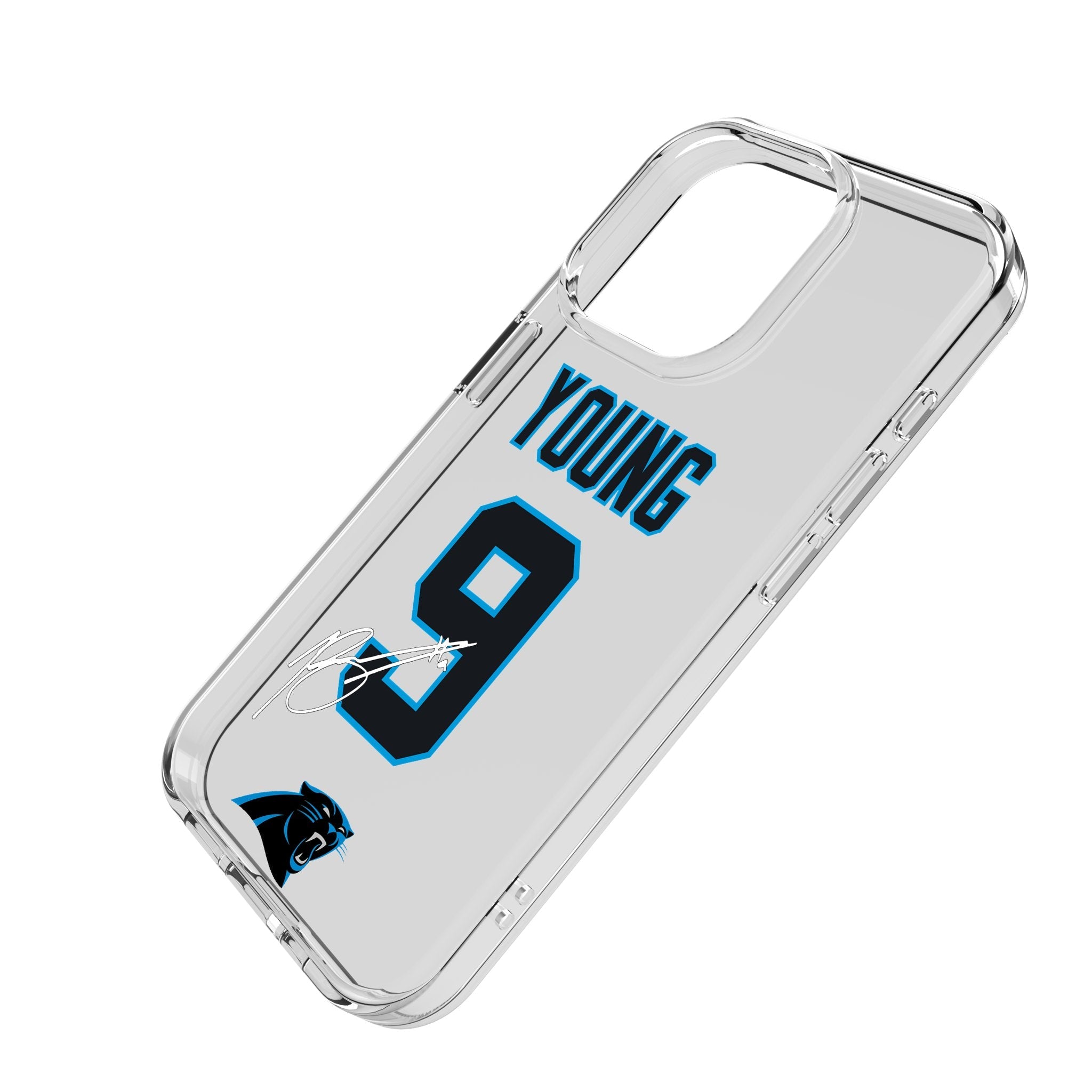 Bryce Young Carolina Panthers 9 Game Tactic Clear Phone Case for Apple iPhone - Sports Gifts, Sports Memorabilia, Sports Collectibles, Fan Shop