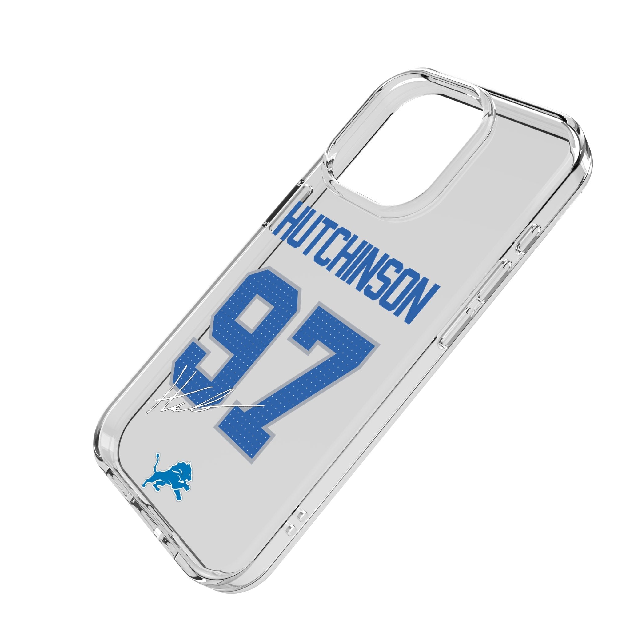 Aidan Hutchinson Detroit Lions 97 Game Tactic Clear Phone Case for Apple iPhone - Sports Gifts, Sports Memorabilia, Sports Collectibles, Fan Shop