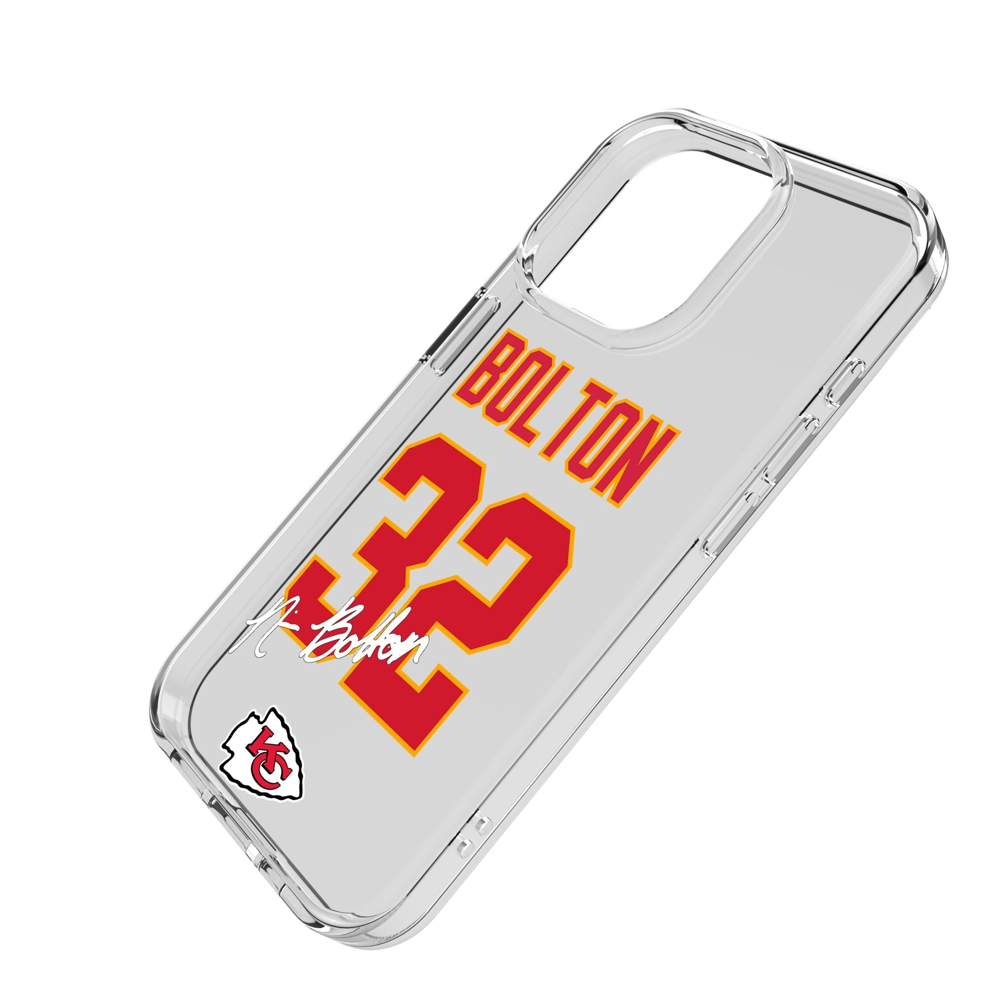 Nick Bolton Kansas City Chiefs 32 Game Tactic Clear Phone Case for Apple iPhone - Sports Gifts, Sports Memorabilia, Sports Collectibles, Fan Shop