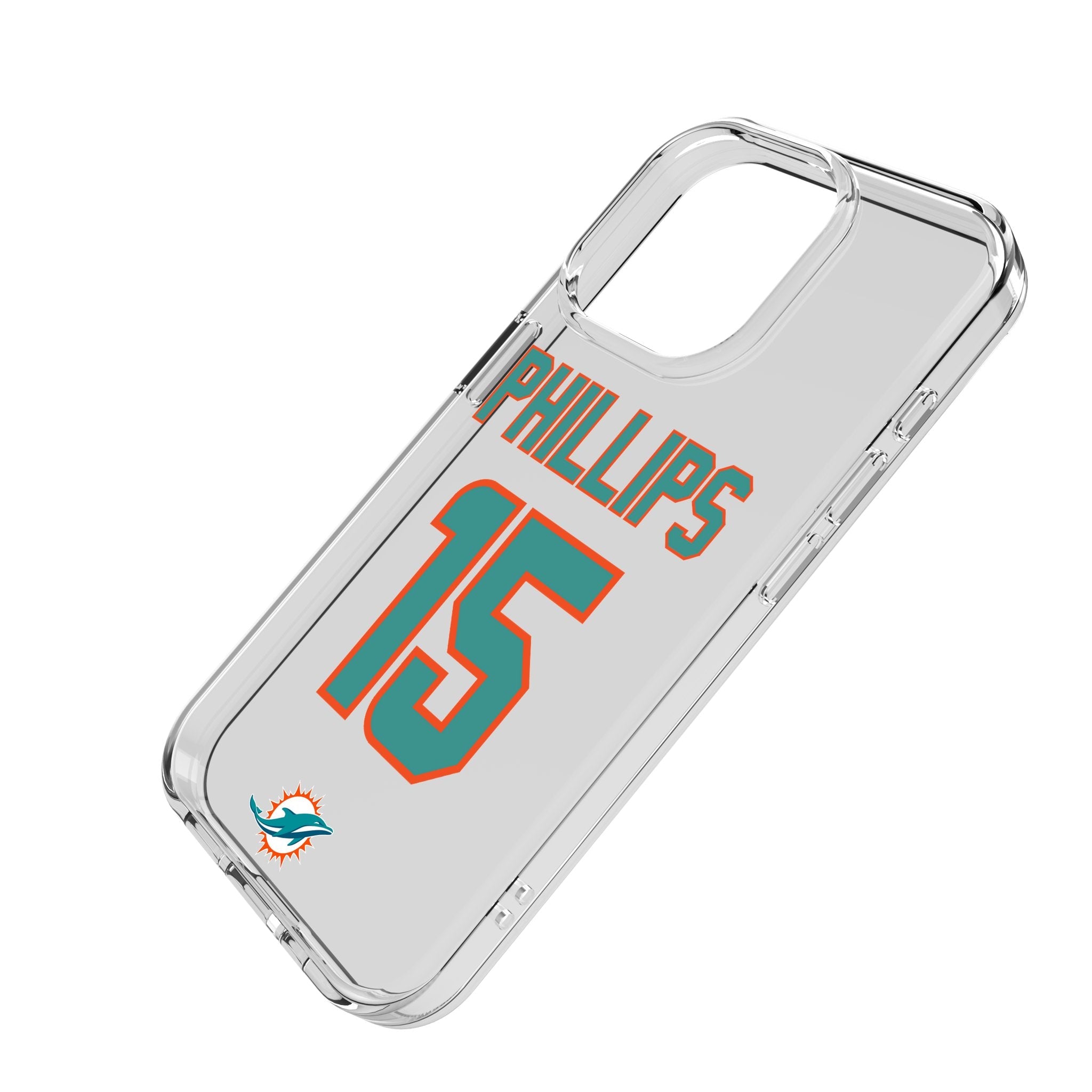 Jaelan Phillips Miami Dolphins 15 Game Tactic Clear Phone Case for Apple iPhone - Sports Gifts, Sports Memorabilia, Sports Collectibles, Fan Shop