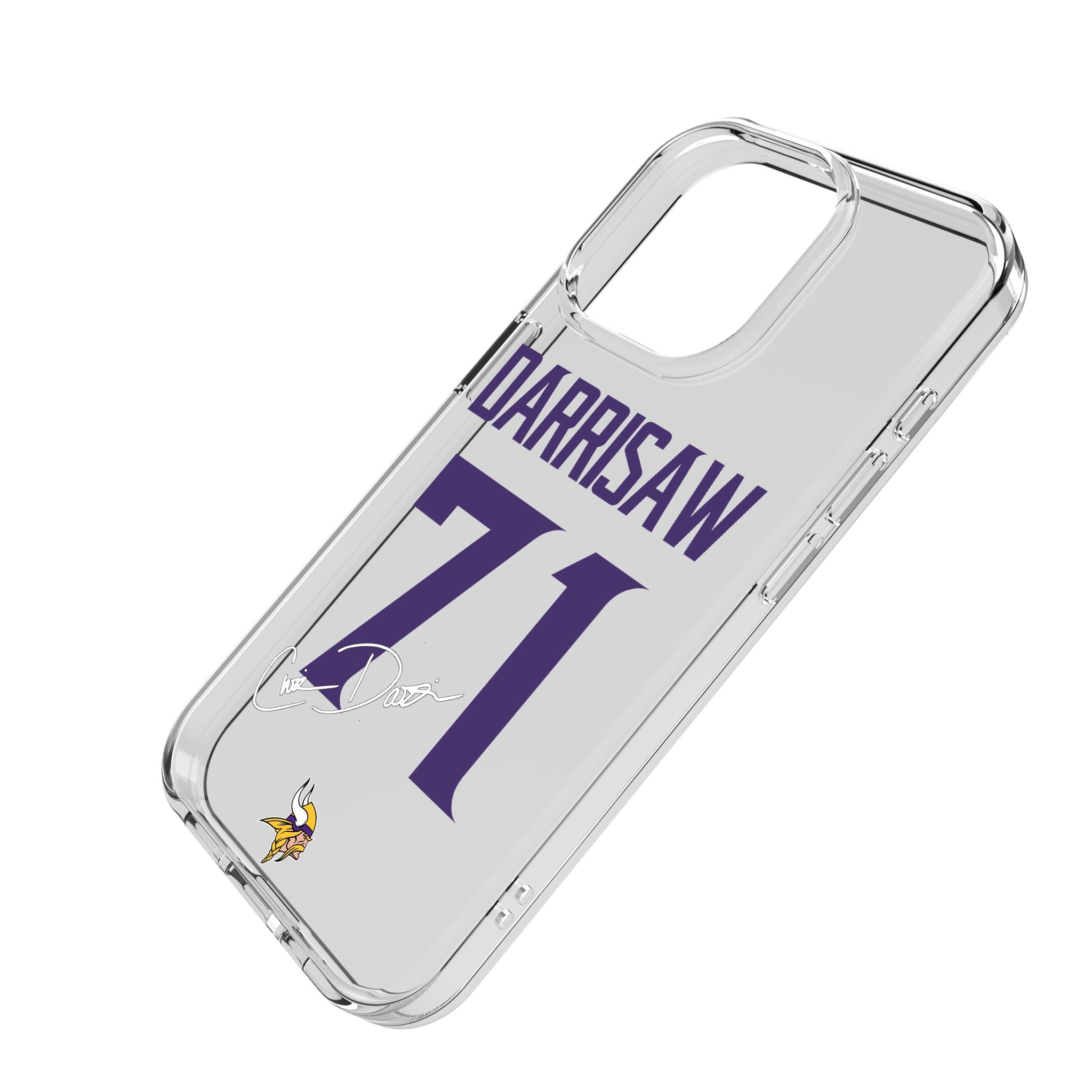 Christian Darrisaw Minnesota Vikings 71 Game Tactic Clear Phone Case for Apple iPhone - Sports Gifts, Sports Memorabilia, Sports Collectibles, Fan Shop