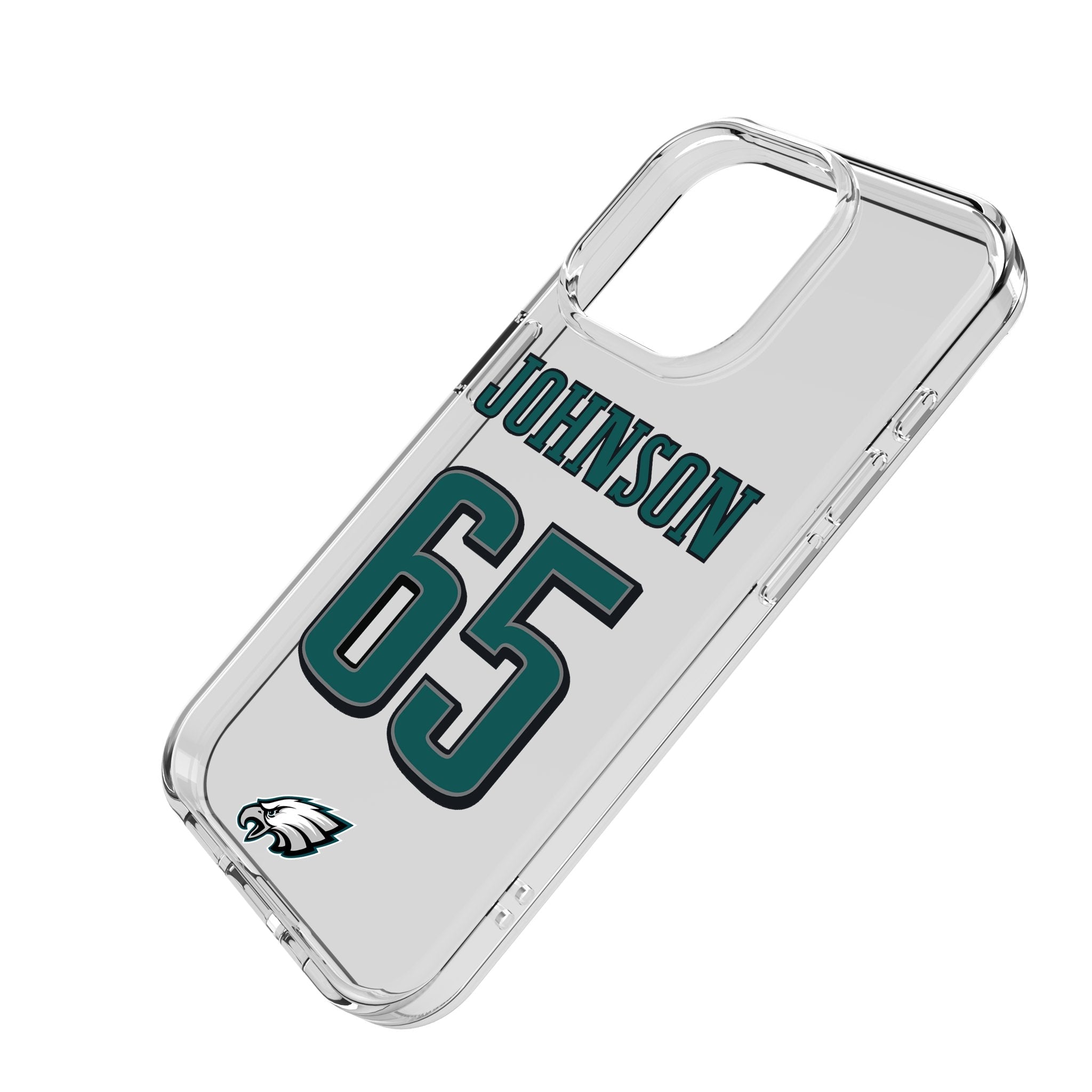 Lane Johnson Philadelphia Eagles 65 Game Tactic Clear Phone Case for Apple iPhone - Sports Gifts, Sports Memorabilia, Sports Collectibles, Fan Shop
