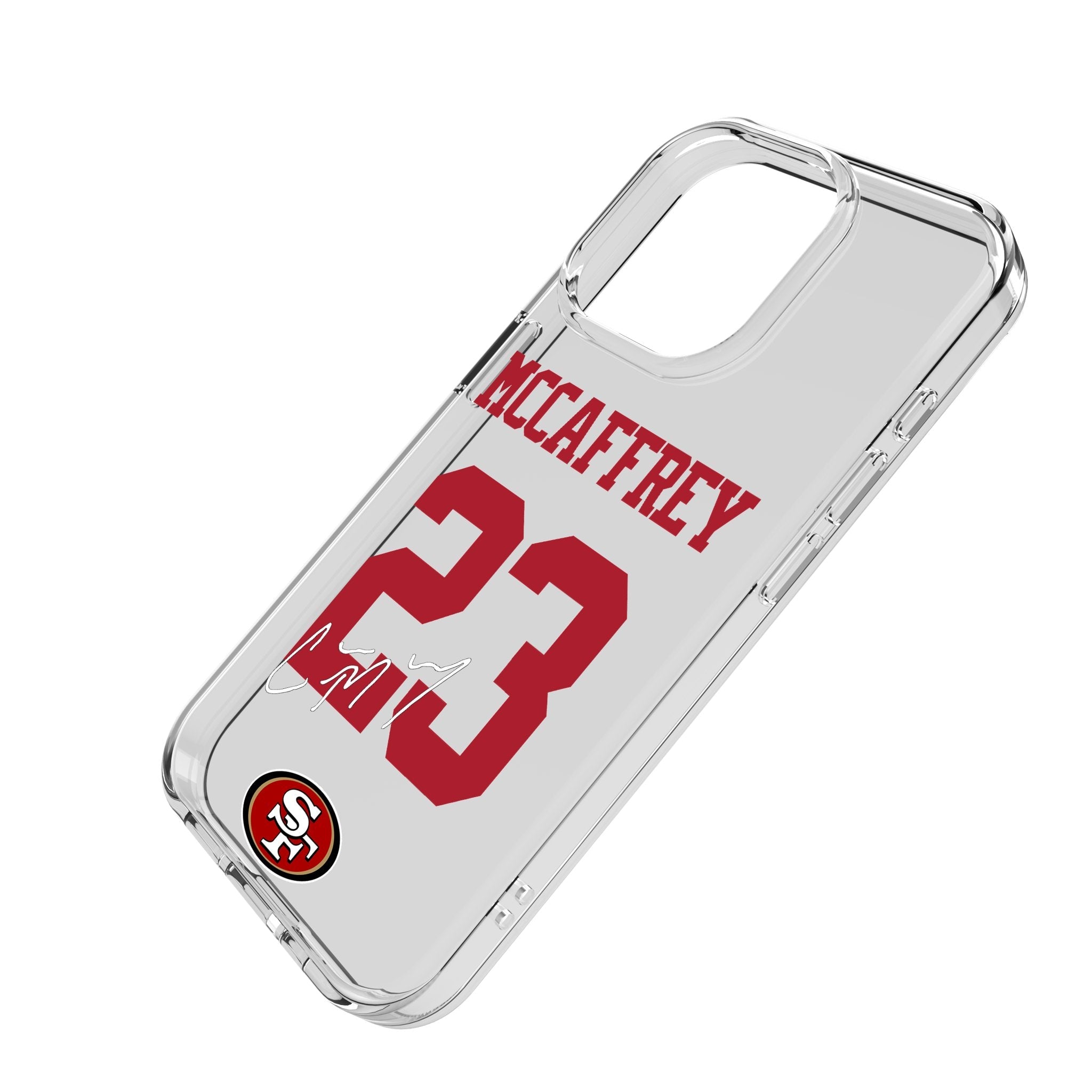 Christian McCaffrey San Francisco 49ers 23 Game Tactic Clear Phone Case for Apple iPhone - Sports Gifts, Sports Memorabilia, Sports Collectibles, Fan Shop