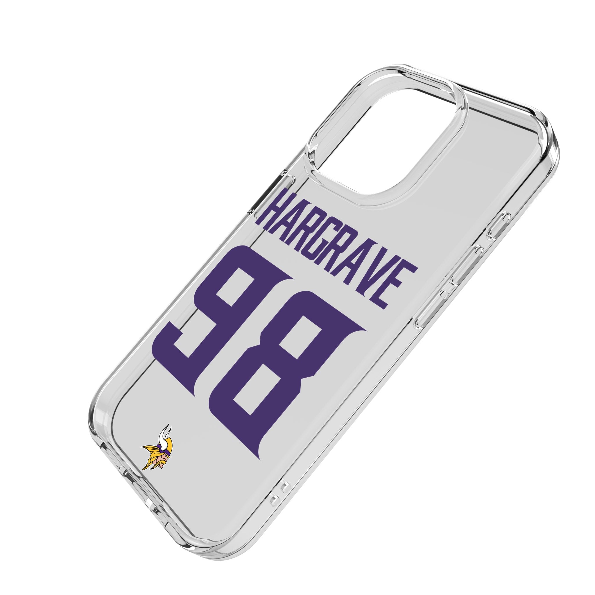 Javon Hargrave Minnesota Vikings 98 Game Tactic Clear Phone Case for Apple iPhone - Sports Gifts, Sports Memorabilia, Sports Collectibles, Fan Shop