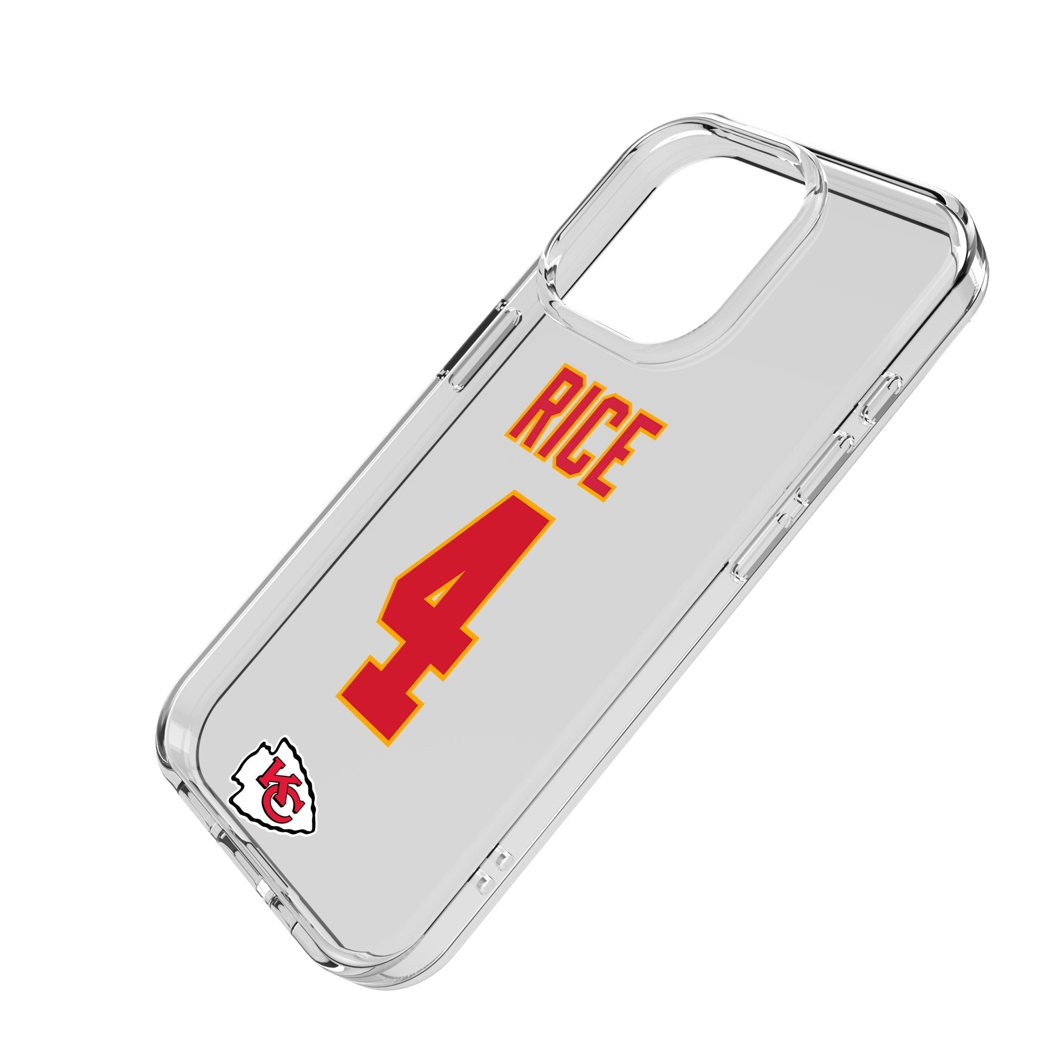 Rashee Rice Kansas City Chiefs 4 Game Tactic Clear Phone Case for Apple iPhone - Sports Gifts, Sports Memorabilia, Sports Collectibles, Fan Shop