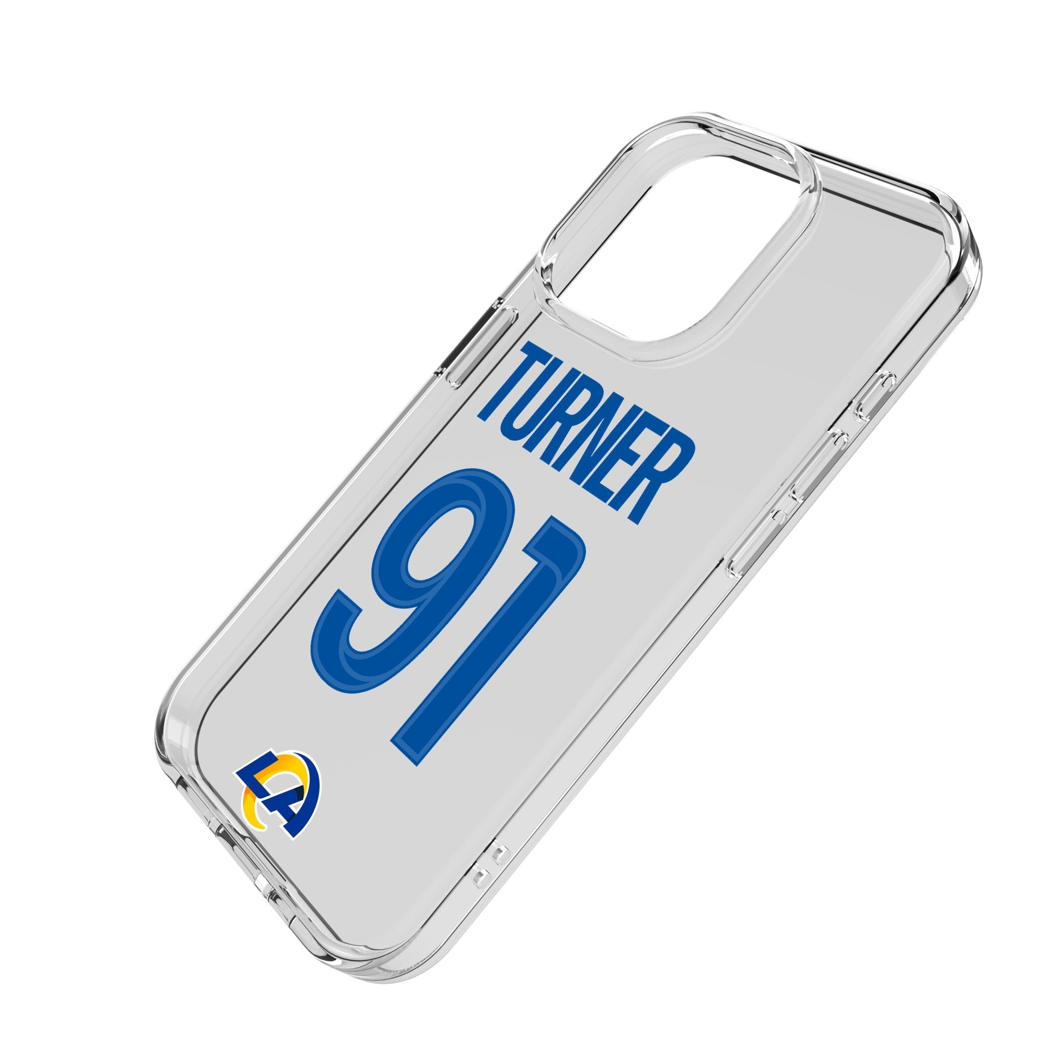 Kobie Turner Los Angeles Rams 91 Game Tactic Clear Phone Case for Apple iPhone - Sports Gifts, Sports Memorabilia, Sports Collectibles, Fan Shop