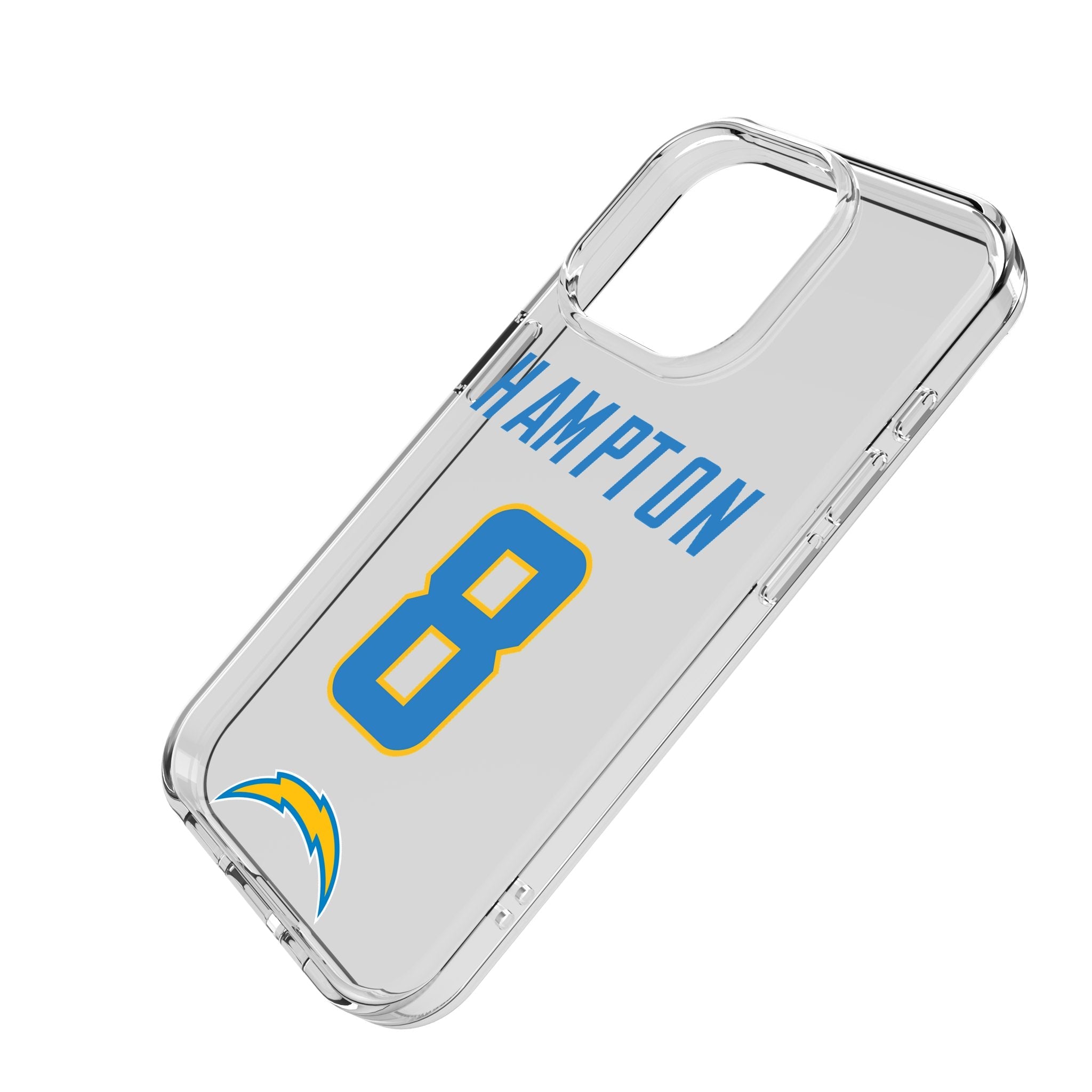 Omarion Hampton Los Angeles Chargers 8 Game Tactic Clear Phone Case for Apple iPhone - Sports Gifts, Sports Memorabilia, Sports Collectibles, Fan Shop