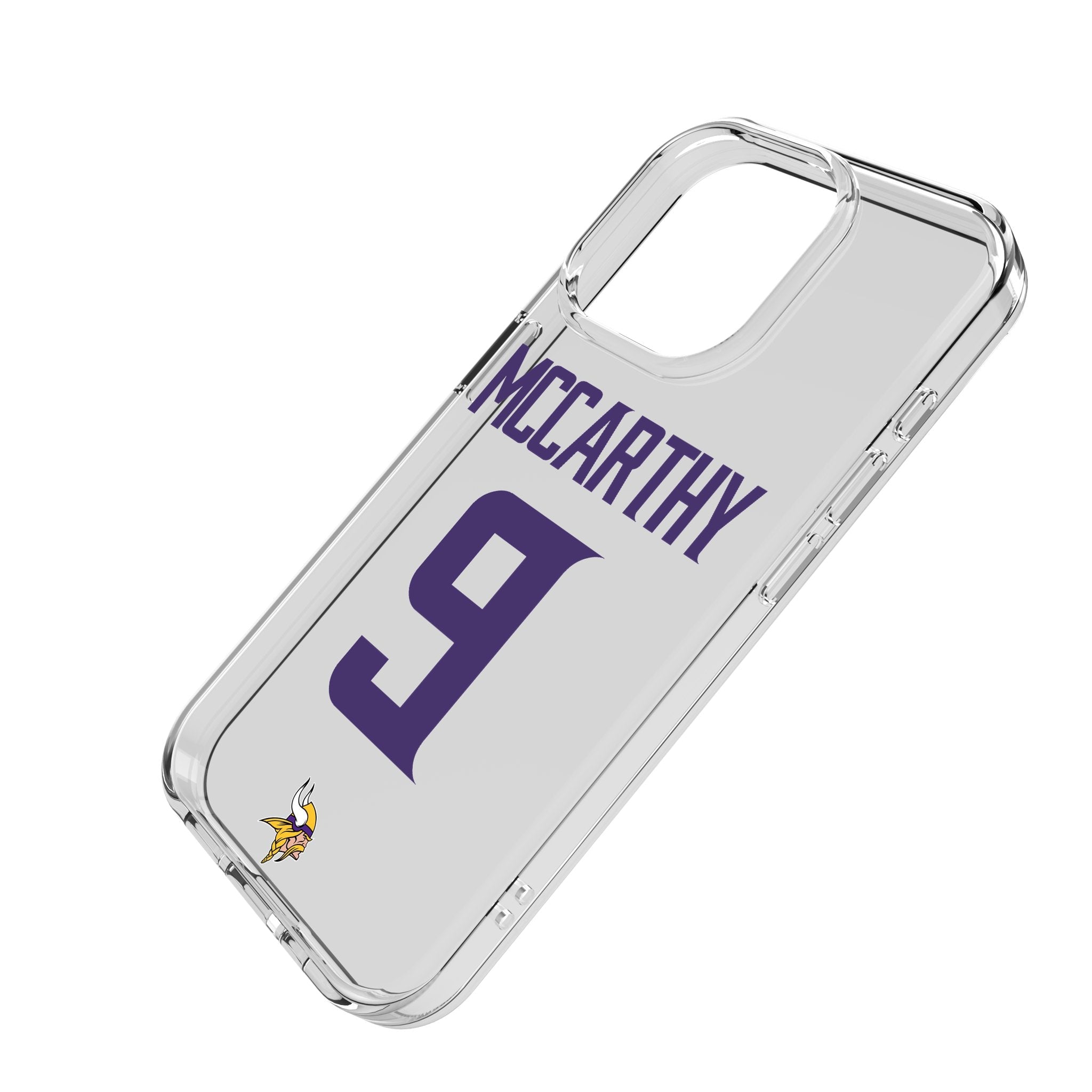 J.J. McCarthy Minnesota Vikings 9 Game Tactic Clear Phone Case for Apple iPhone - Sports Gifts, Sports Memorabilia, Sports Collectibles, Fan Shop