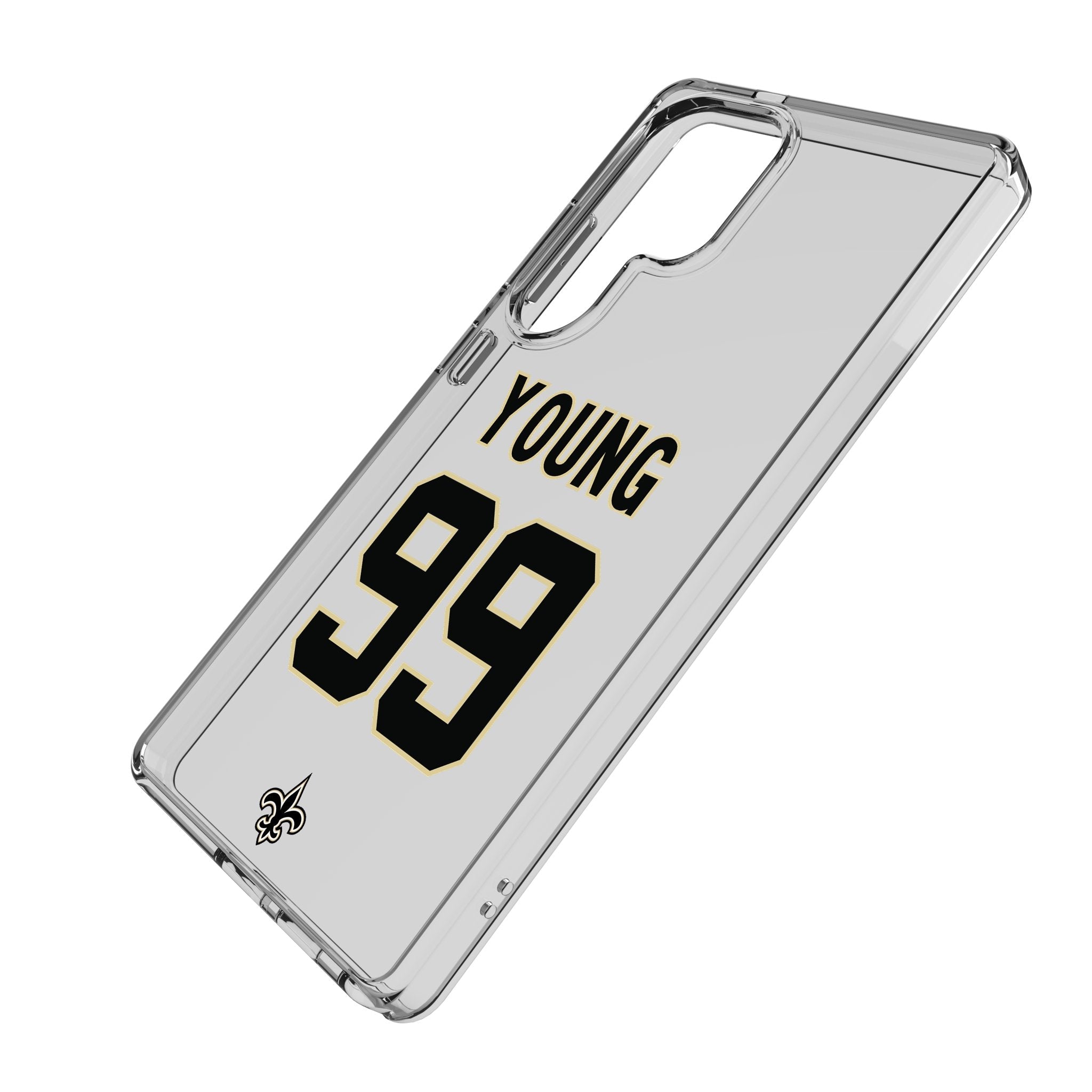 Chase Young New Orleans Saints 99 Game Tactic Clear Phone Case for Samsung Galaxy - Sports Gifts, Sports Memorabilia, Sports Collectibles, Fan Shop