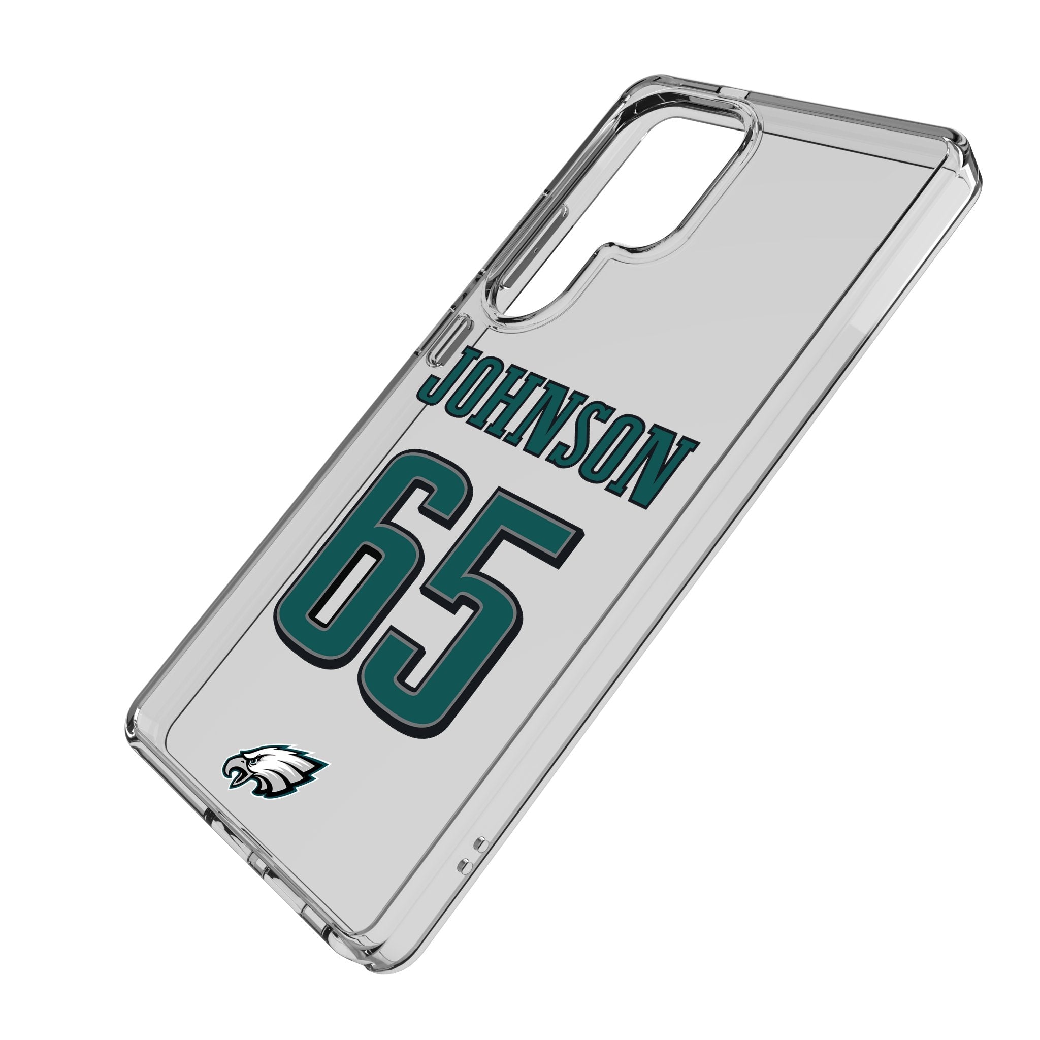 Lane Johnson Philadelphia Eagles 65 Game Tactic Clear Phone Case for Samsung Galaxy - Sports Gifts, Sports Memorabilia, Sports Collectibles, Fan Shop