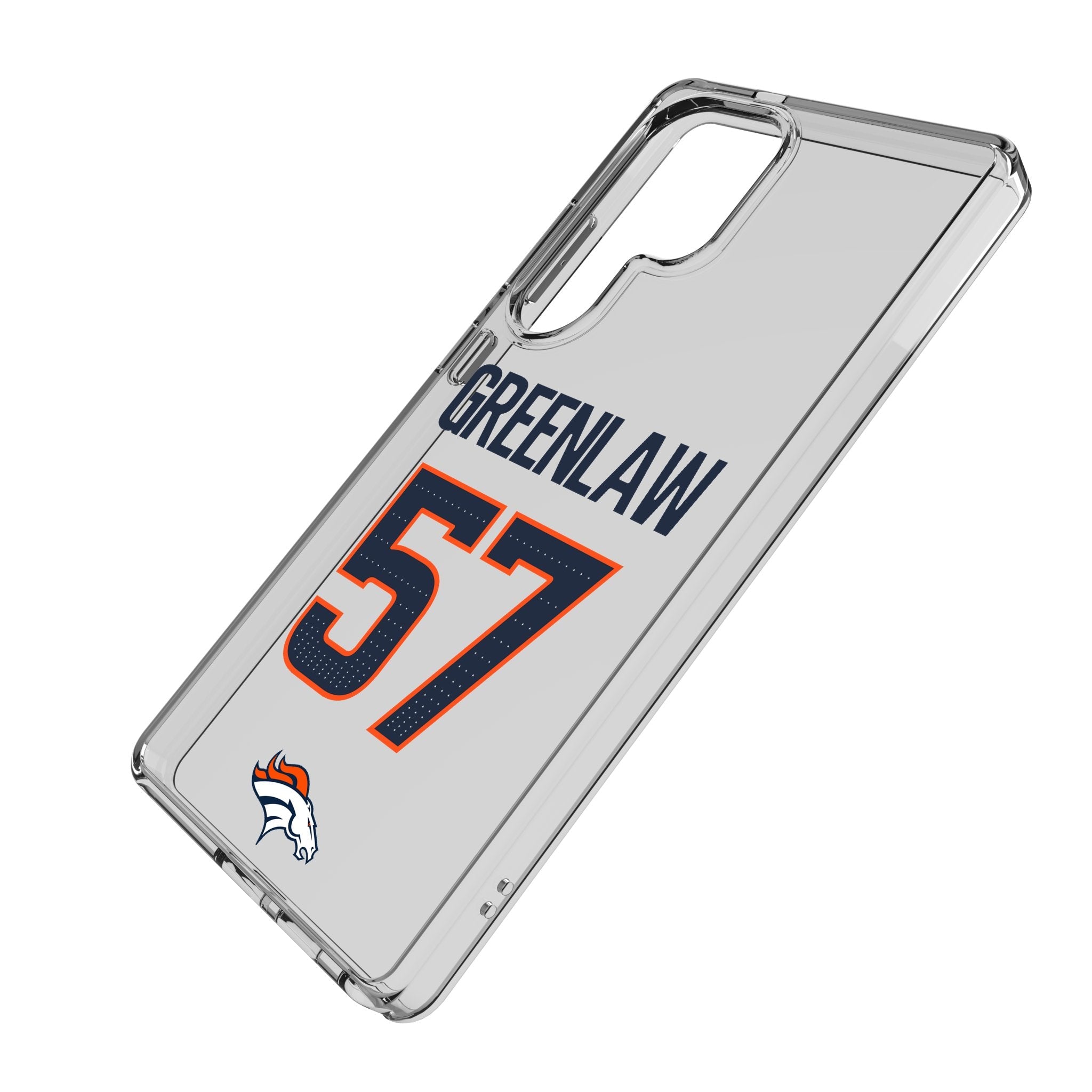 Dre Greenlaw Denver Broncos 57 Game Tactic Clear Phone Case for Samsung Galaxy - Sports Gifts, Sports Memorabilia, Sports Collectibles, Fan Shop