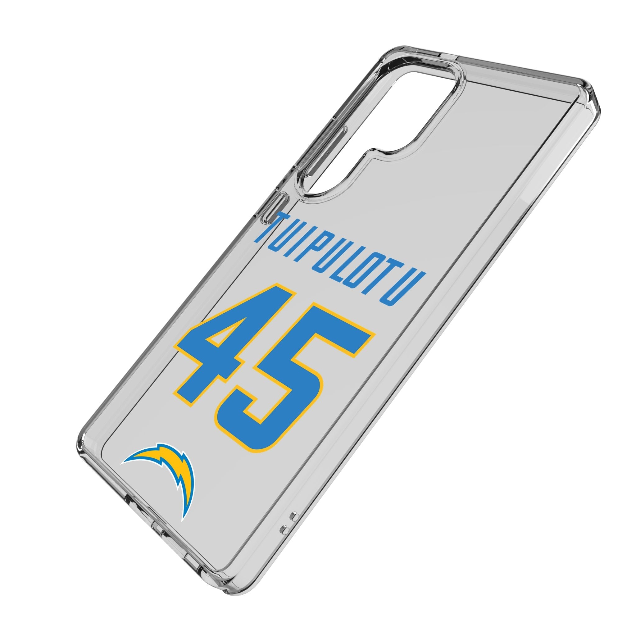 Tuli Tuipulotu Los Angeles Chargers 45 Game Tactic Clear Phone Case for Samsung Galaxy - Sports Gifts, Sports Memorabilia, Sports Collectibles, Fan Shop