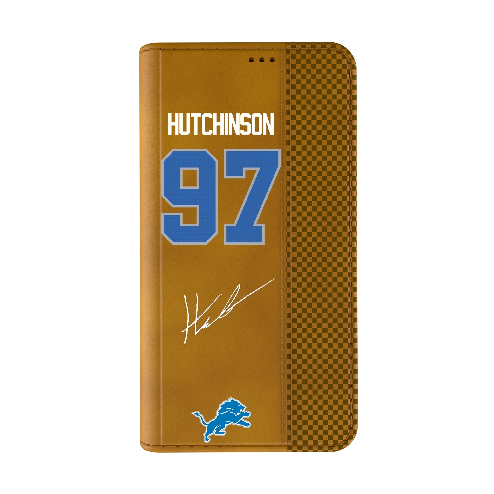 Aidan Hutchinson Detroit Lions 97 Game Tactic Folio Phone Case for Apple iPhone - Sports Gifts, Sports Memorabilia, Sports Collectibles, Fan Shop