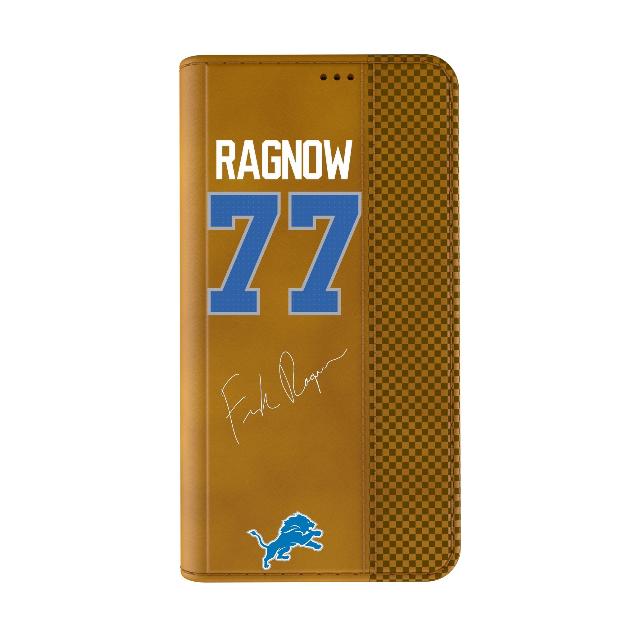 Frank Ragnow Detroit Lions 77 Game Tactic Folio Phone Case for Apple iPhone - Sports Gifts, Sports Memorabilia, Sports Collectibles, Fan Shop