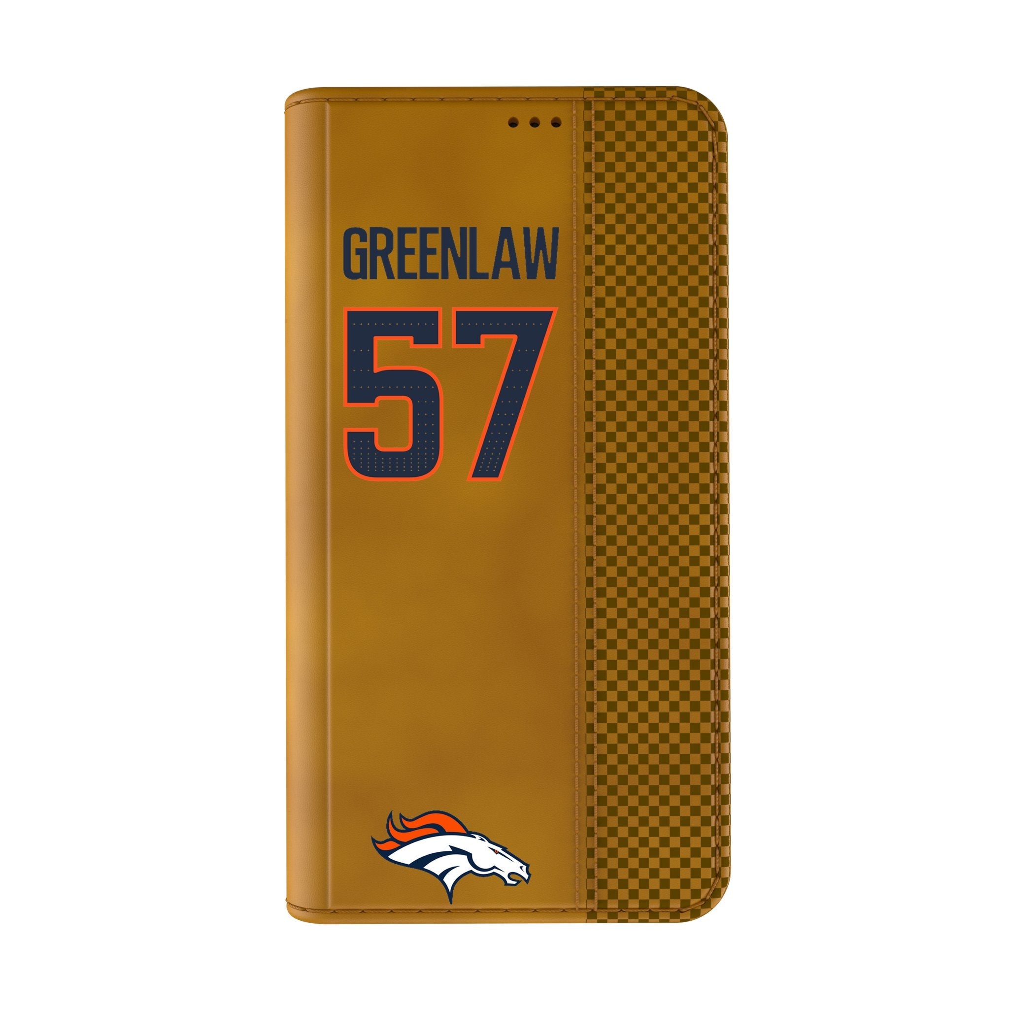 Dre Greenlaw Denver Broncos 57 Game Tactic Folio Phone Case for Apple iPhone - Sports Gifts, Sports Memorabilia, Sports Collectibles, Fan Shop