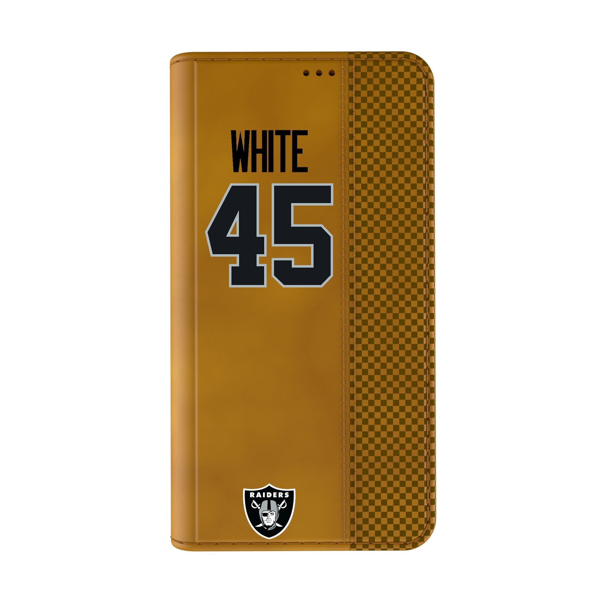 Devin White Las Vegas Raiders 45 Game Tactic Folio Phone Case for Apple iPhone - Sports Gifts, Sports Memorabilia, Sports Collectibles, Fan Shop