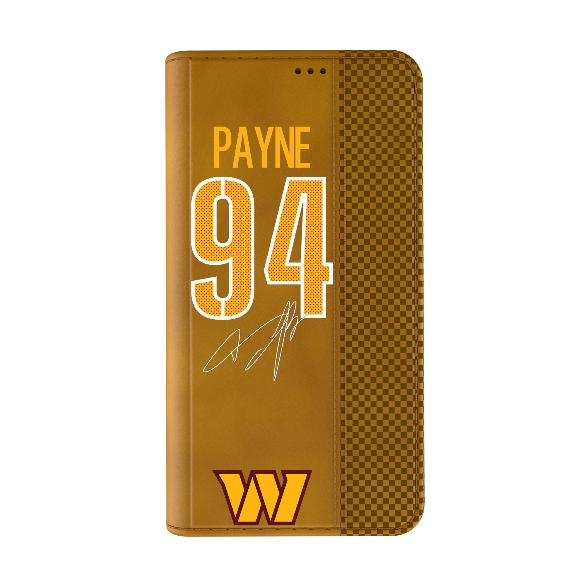 Daron Payne Washington Commanders 94 Game Tactic Folio Phone Case for Apple iPhone - Sports Gifts, Sports Memorabilia, Sports Collectibles, Fan Shop