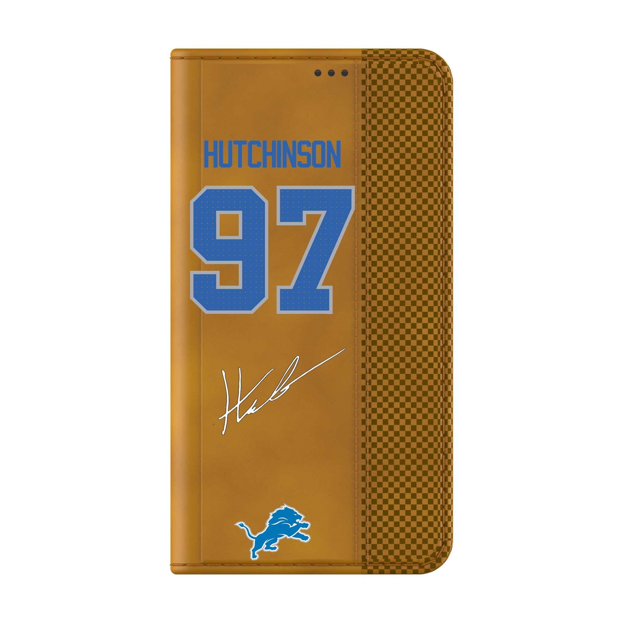 Aidan Hutchinson Detroit Lions 97 Game Tactic Folio Phone Case for Samsung Galaxy - Sports Gifts, Sports Memorabilia, Sports Collectibles, Fan Shop