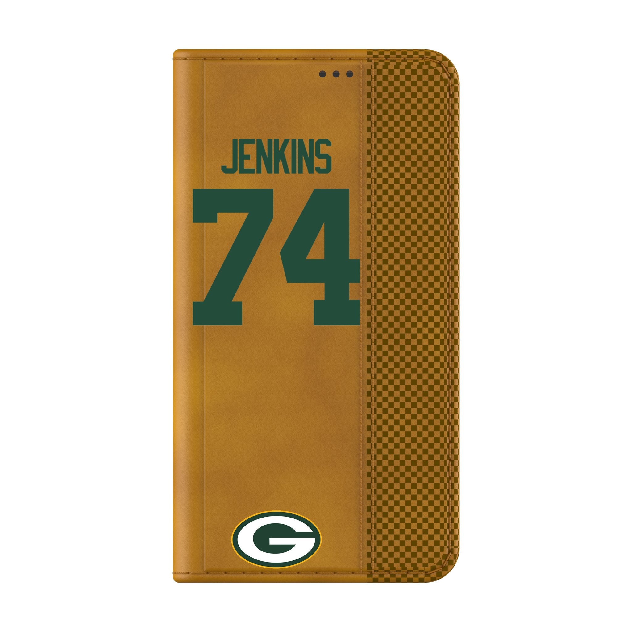 Elgton Jenkins Green Bay Packers 74 Game Tactic Folio Phone Case for Samsung Galaxy - Sports Gifts, Sports Memorabilia, Sports Collectibles, Fan Shop