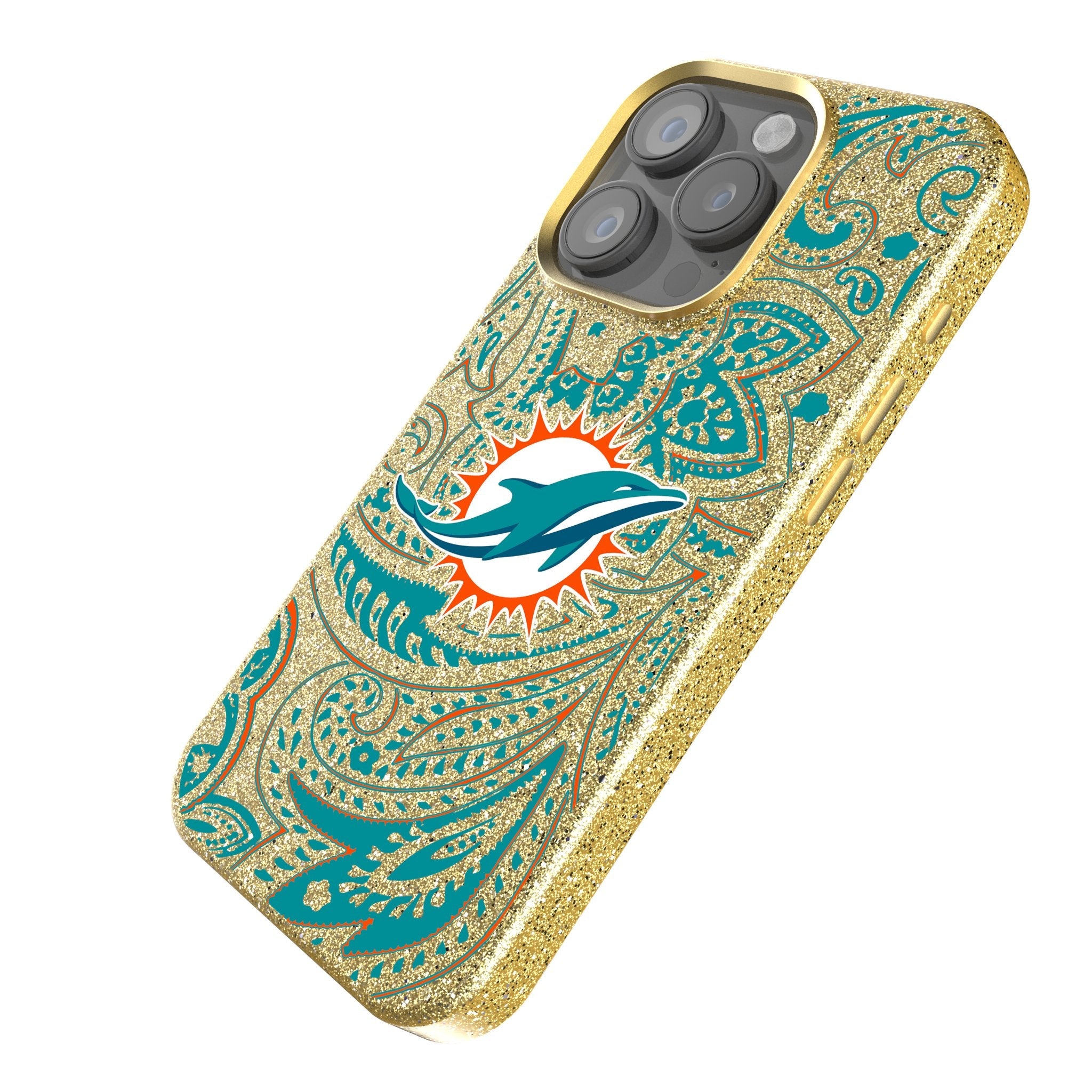 Miami Dolphins Paisley Bling Phone Case - Sports Gifts, Sports Memorabilia, Sports Collectibles, Fan Shop