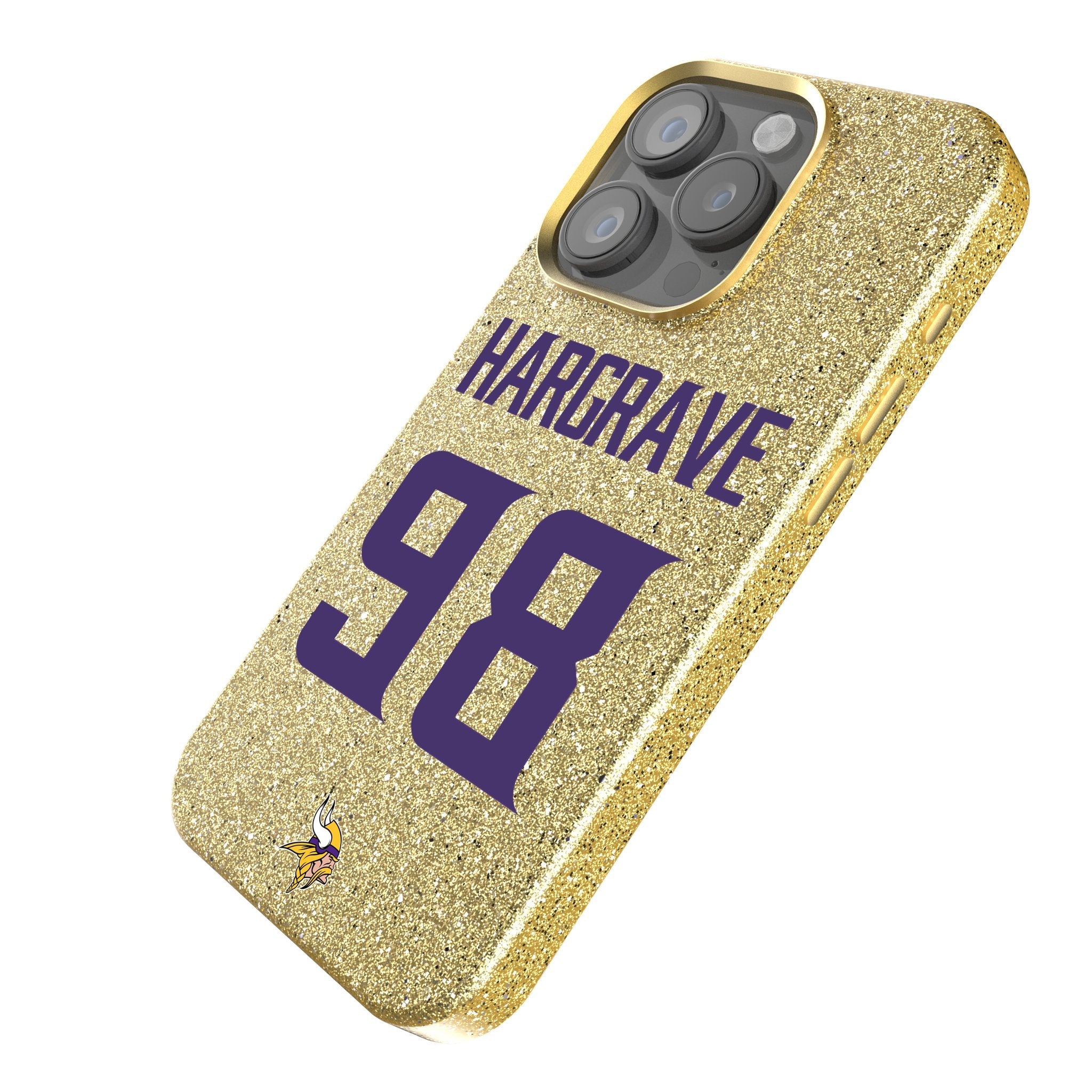 Javon Hargrave Minnesota Vikings 98 Game Tactic Bling Phone Case for Apple iPhone - Sports Gifts, Sports Memorabilia, Sports Collectibles, Fan Shop