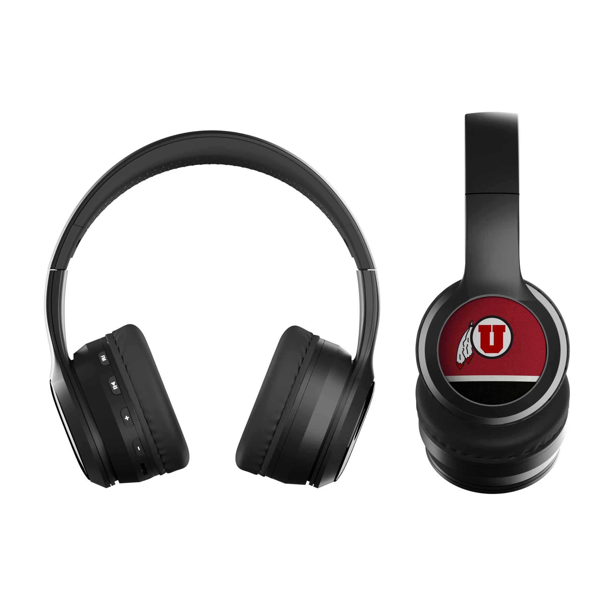 University of Utah Utes Stripe Wireless Over-Ear BT Headphones With Case - Sports Gifts, Sports Memorabilia, Sports Collectibles, Fan Shop