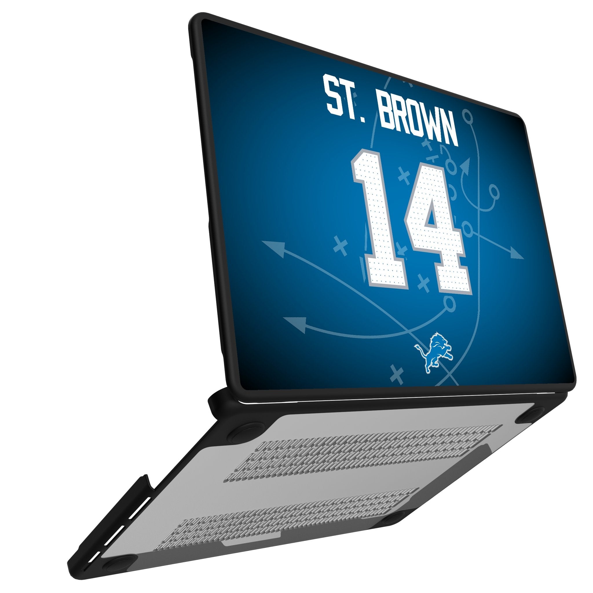 Amon-Ra St. Brown Detroit Lions 14 Game Tactic Laptop Case for Apple MacBook - Sports Gifts, Sports Memorabilia, Sports Collectibles, Fan Shop