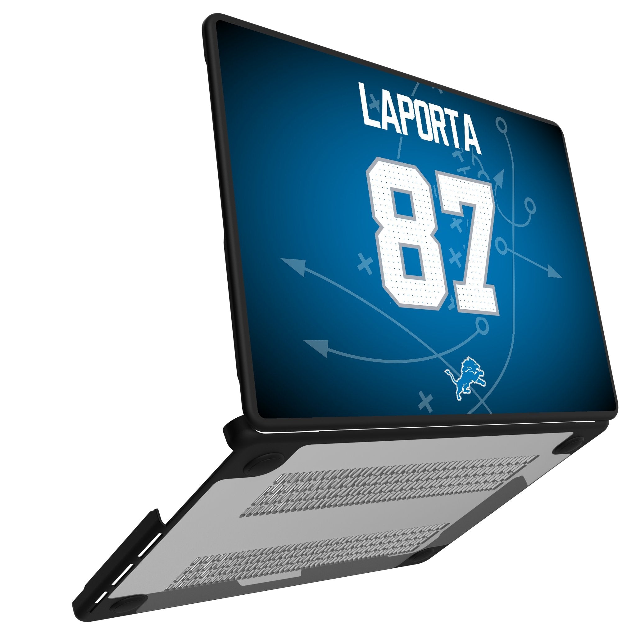 Sam LaPorta Detroit Lions 87 Game Tactic Laptop Case for Apple MacBook - Sports Gifts, Sports Memorabilia, Sports Collectibles, Fan Shop