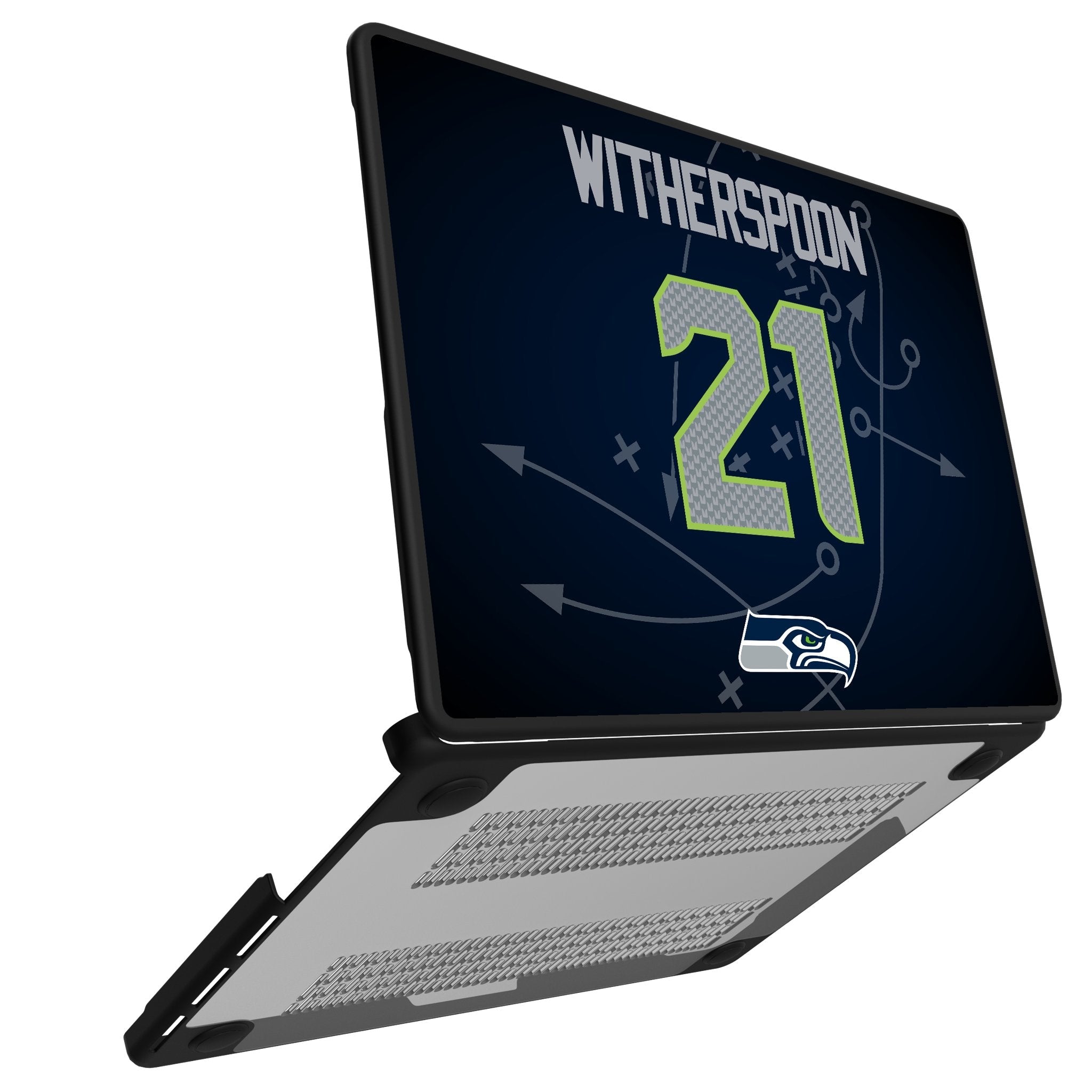Devon Witherspoon Seattle Seahawks 21 Game Tactic Laptop Case for Apple MacBook - Sports Gifts, Sports Memorabilia, Sports Collectibles, Fan Shop