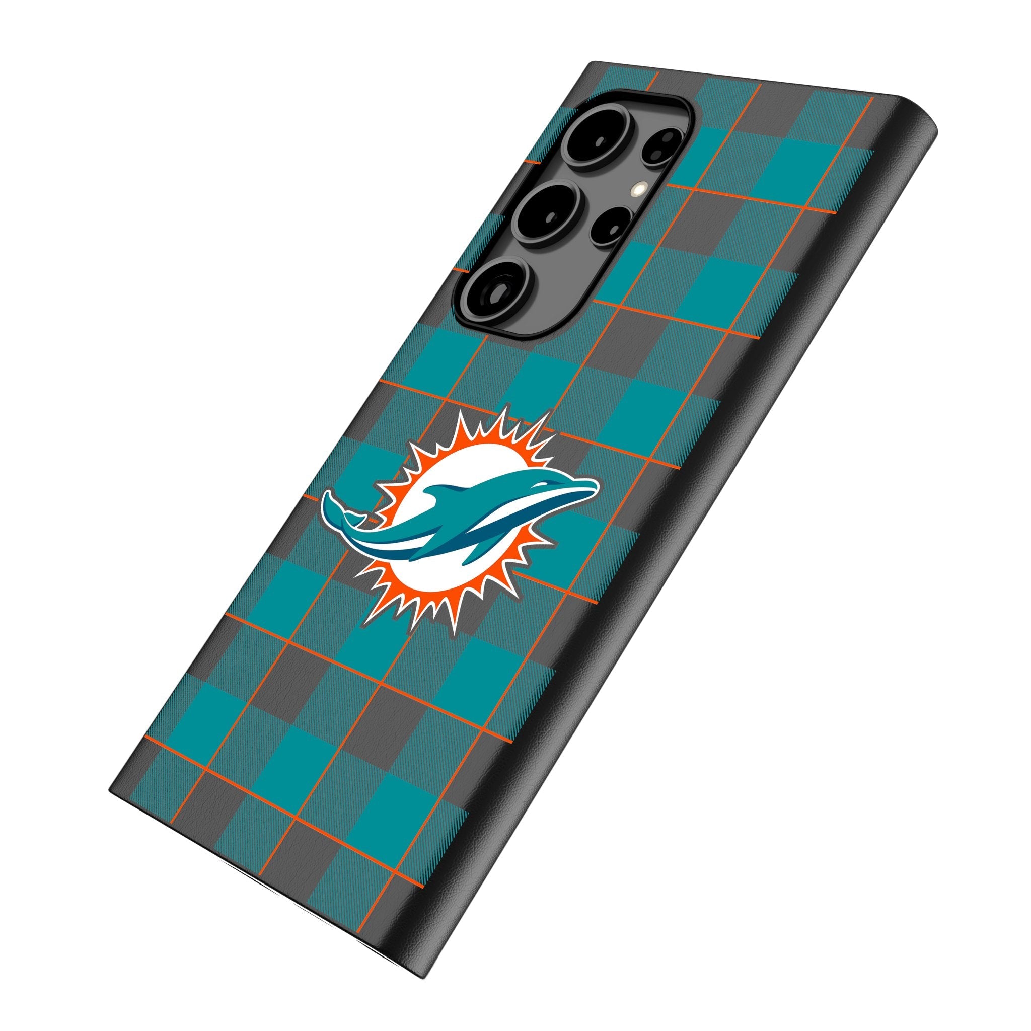 Miami Dolphins Plaid MagSafe Compatible Phone Case for Samsung Galaxy - Sports Gifts, Sports Memorabilia, Sports Collectibles, Fan Shop