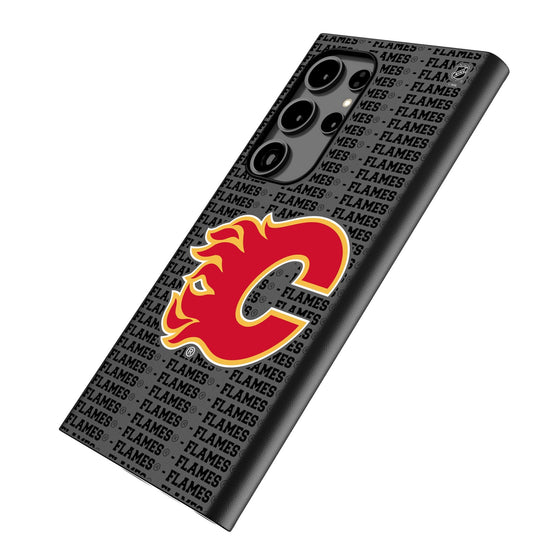 Calgary Flames Text Backdrop MagSafe Compatible Phone Case for Samsung Galaxy - Sports Gifts, Sports Memorabilia, Sports Collectibles, Fan Shop