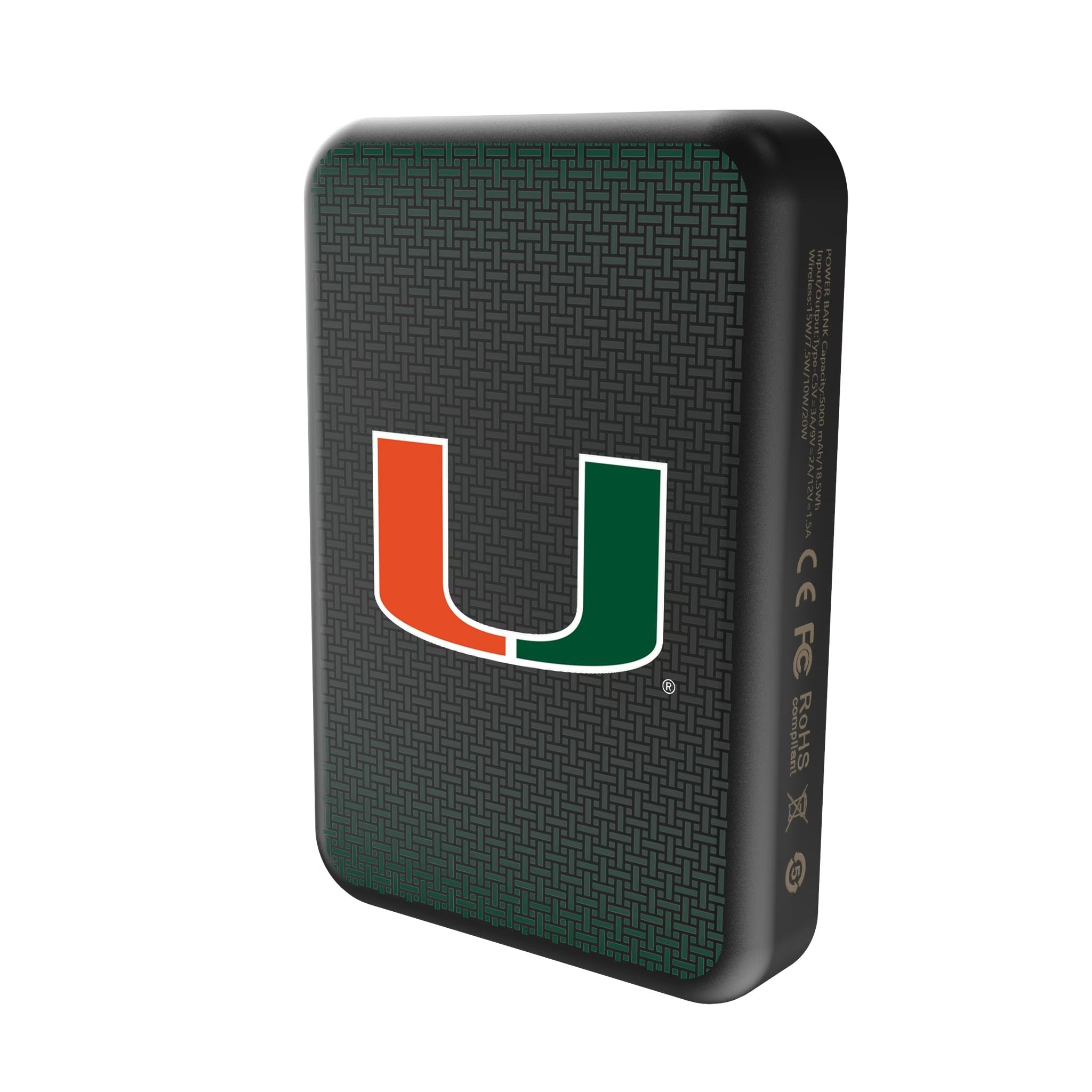 University of Miami Hurricanes Linen Wireless Mag Power Bank - Sports Gifts, Sports Memorabilia, Sports Collectibles, Fan Shop