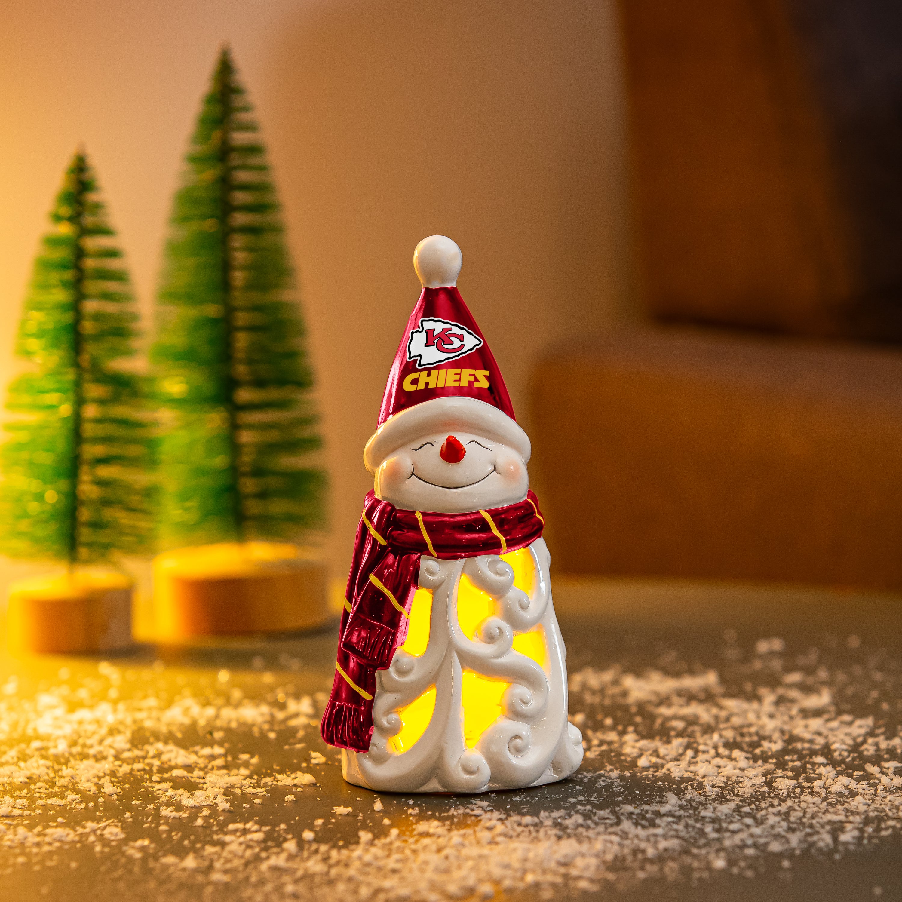 Kansas City Chiefs Snowman LED Statuary, 8" - Sports Collectibles, Sports Memorabilia, Sports Fan Shop, Sports Gifts