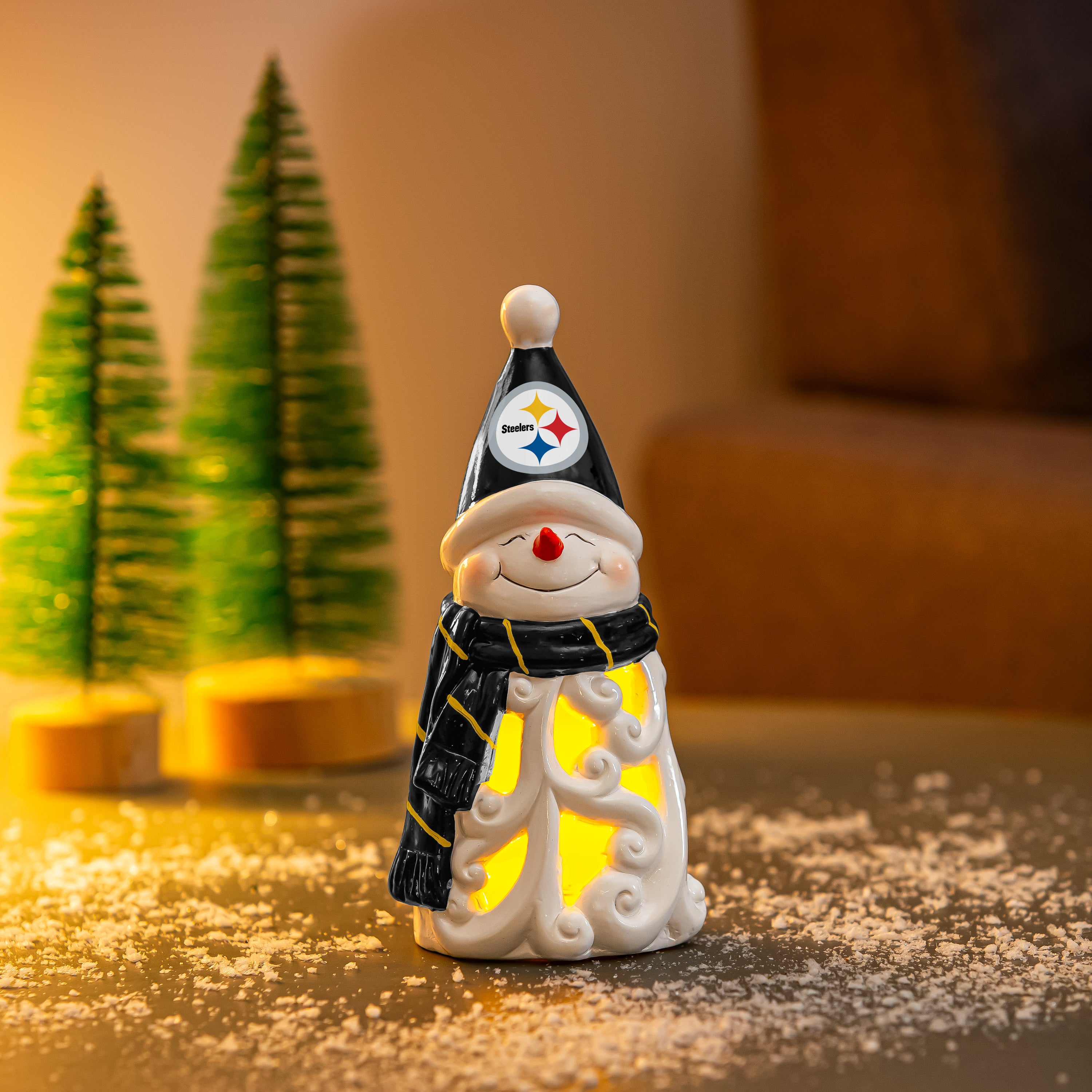 Pittsburgh Steelers Snowman LED Statuary, 8" - Sports Collectibles, Sports Memorabilia, Sports Fan Shop, Sports Gifts