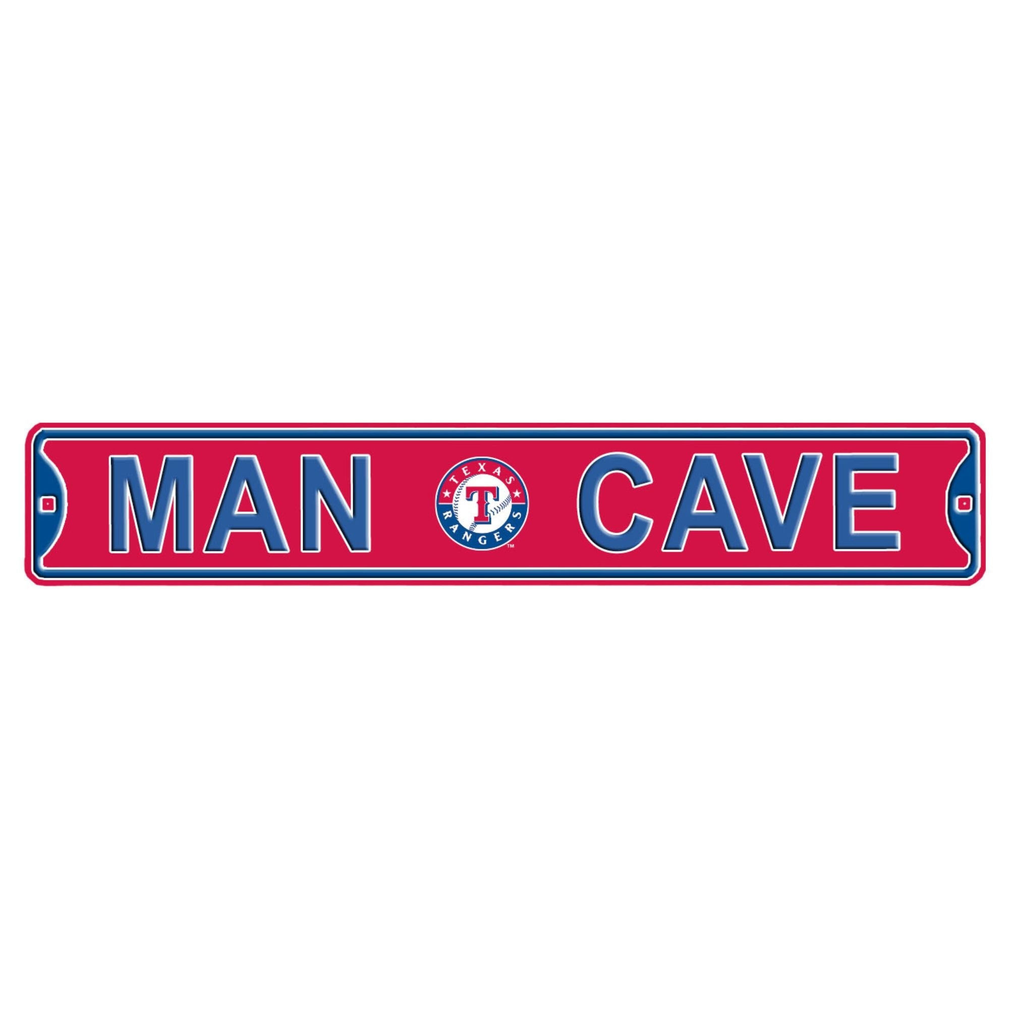 Texas Rangers - MAN CAVE - Embossed Steel Street Sign