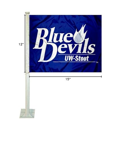 College Flags & Banners Co. UW Stout Blue Devils Car and Auto Flag - Sports Collectibles, Sports Memorabilia, Sports Fan Shop, Sports Gifts