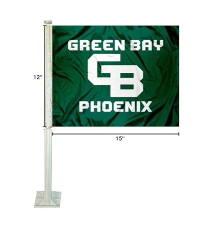 College Flags & Banners Co. Wisconsin Green Bay Phoenix Car Flag - Sports Collectibles, Sports Memorabilia, Sports Fan Shop, Sports Gifts