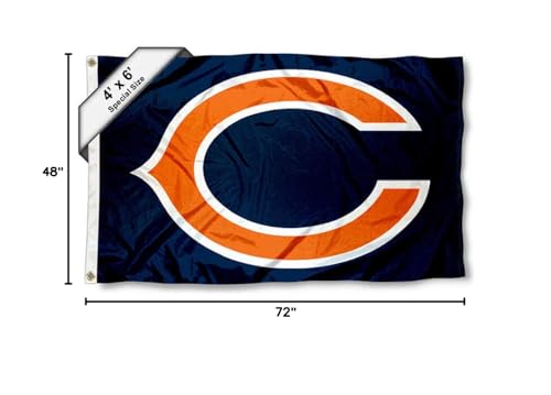 WinCraft Chicago Bears Large Flag 4x6 Feet Banner - Sports Collectibles, Sports Memorabilia, Sports Fan Shop, Sports Gifts