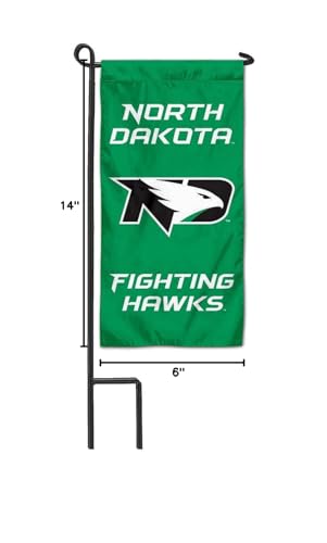 College Flags & Banners Co. North Dakota Fighting Hawks Mini Garden and Flower Pot Flag Topper - Sports Collectibles, Sports Memorabilia, Sports Fan Shop, Sports Gifts
