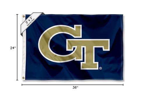 College Flags & Banners Co. Georgia Tech Yellow Jackets Small 2x3 Foot Flag - Sports Collectibles, Sports Memorabilia, Sports Fan Shop, Sports Gifts