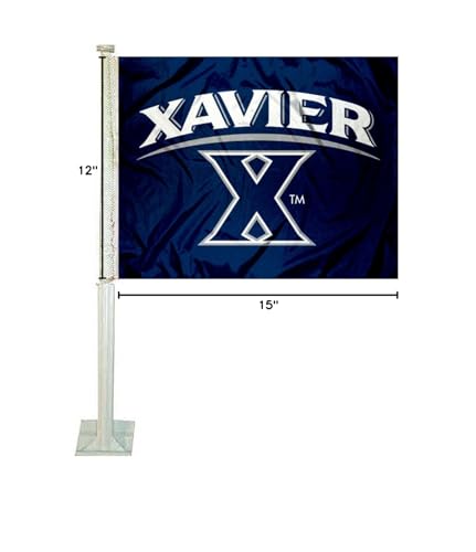 College Flags & Banners Co. Xavier Musketeers Blue Car Flag - Sports Collectibles, Sports Memorabilia, Sports Fan Shop, Sports Gifts