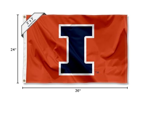 College Flags & Banners Co. Illinois Fighting Illini Small 2x3 Foot Flag - Sports Collectibles, Sports Memorabilia, Sports Fan Shop, Sports Gifts