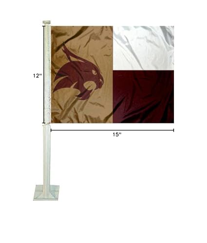 College Flags & Banners Co. Texas State Bobcats State of Texas Car and Auto Flag - Sports Collectibles, Sports Memorabilia, Sports Fan Shop, Sports Gifts